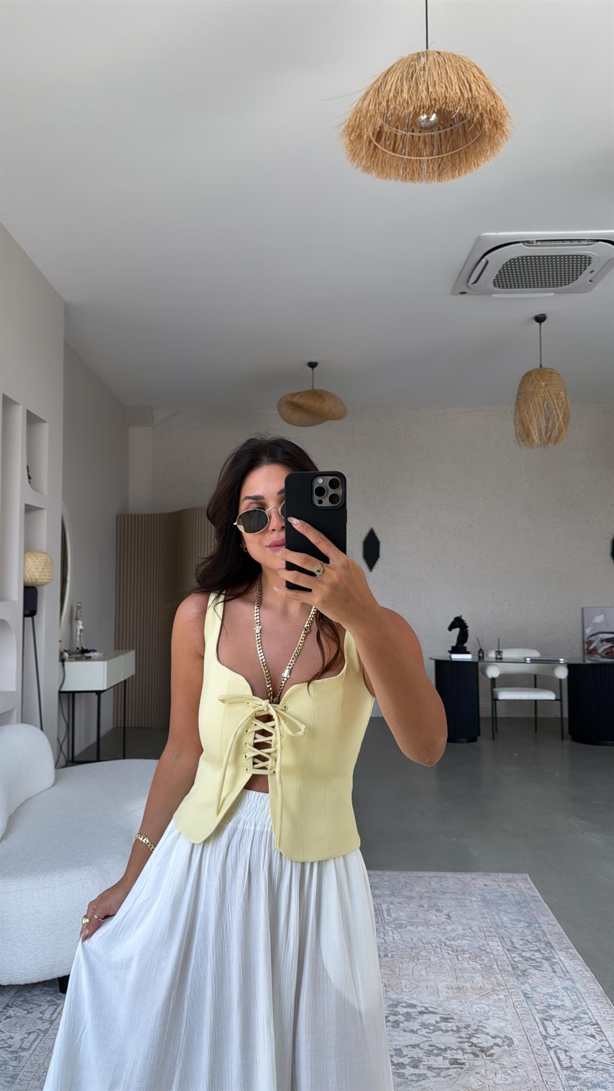Sarı Bağlamalı Premium Büstiyer