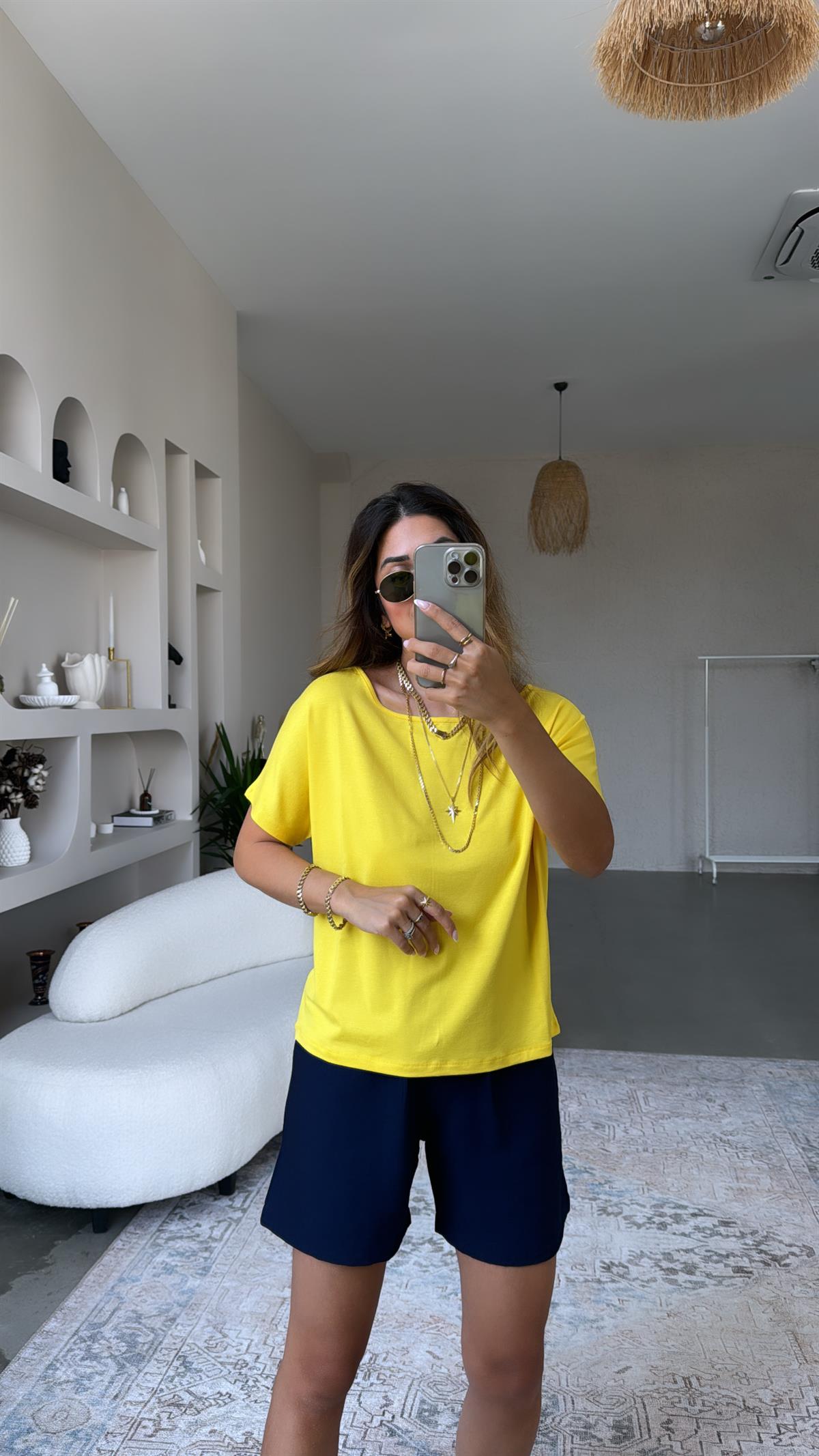 Sarı Kayık Yaka Pyr Tshirt