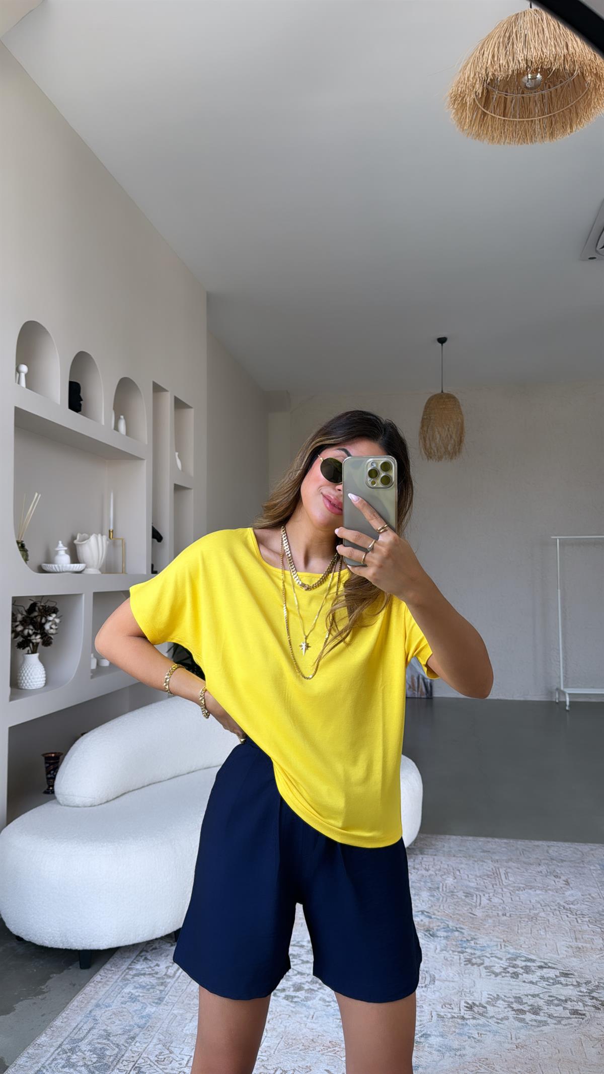 Sarı Kayık Yaka Pyr Tshirt