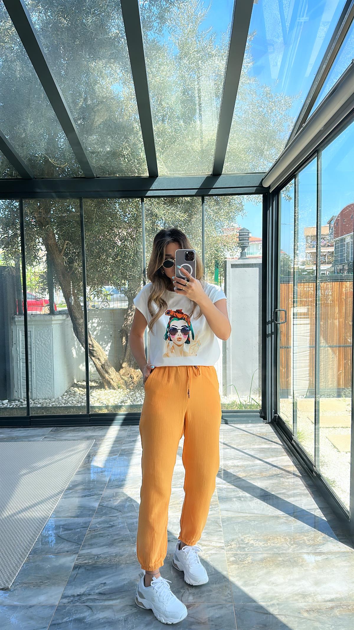 Sarı Müslin Pantolon