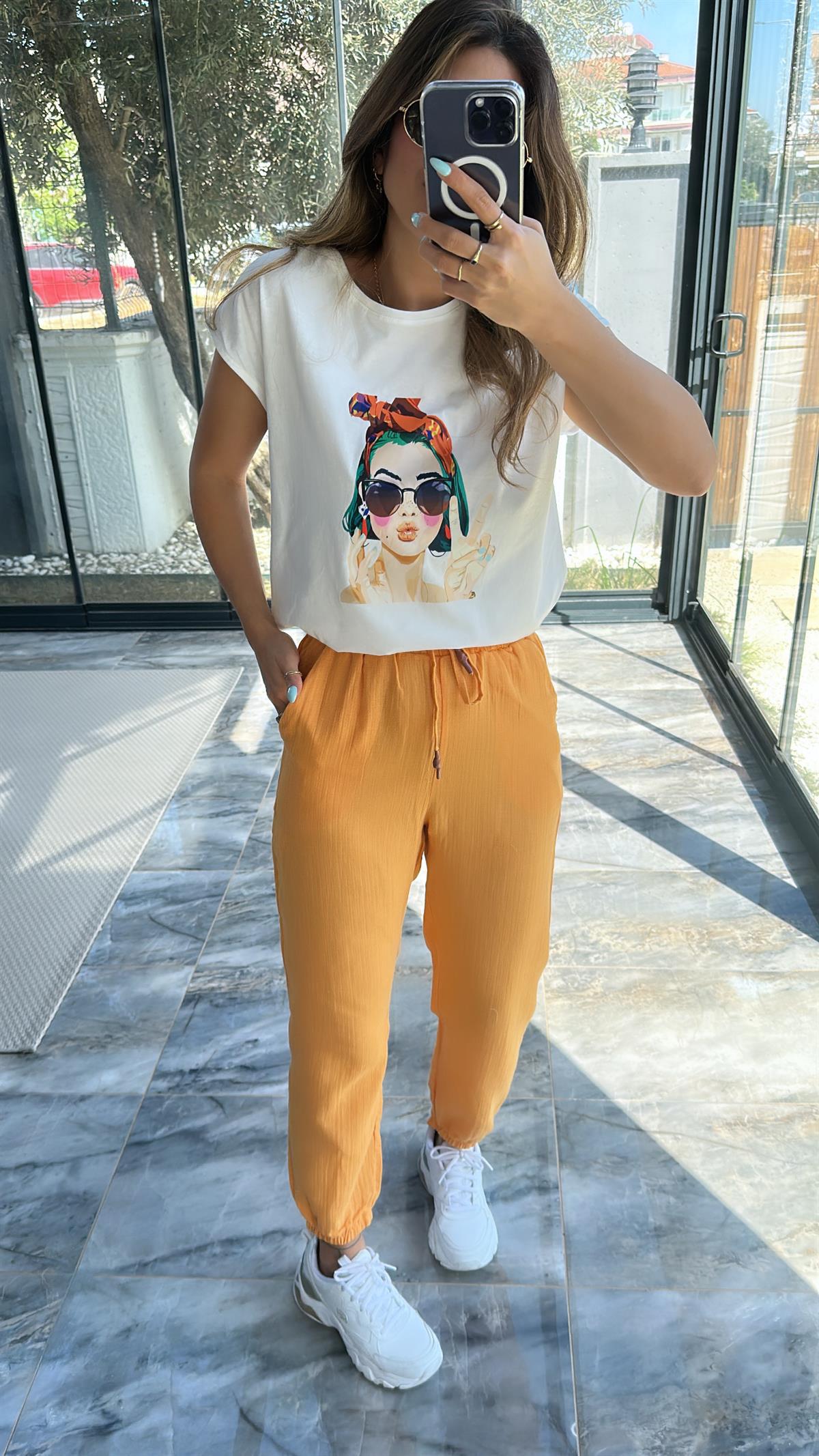 Sarı Müslin Pantolon