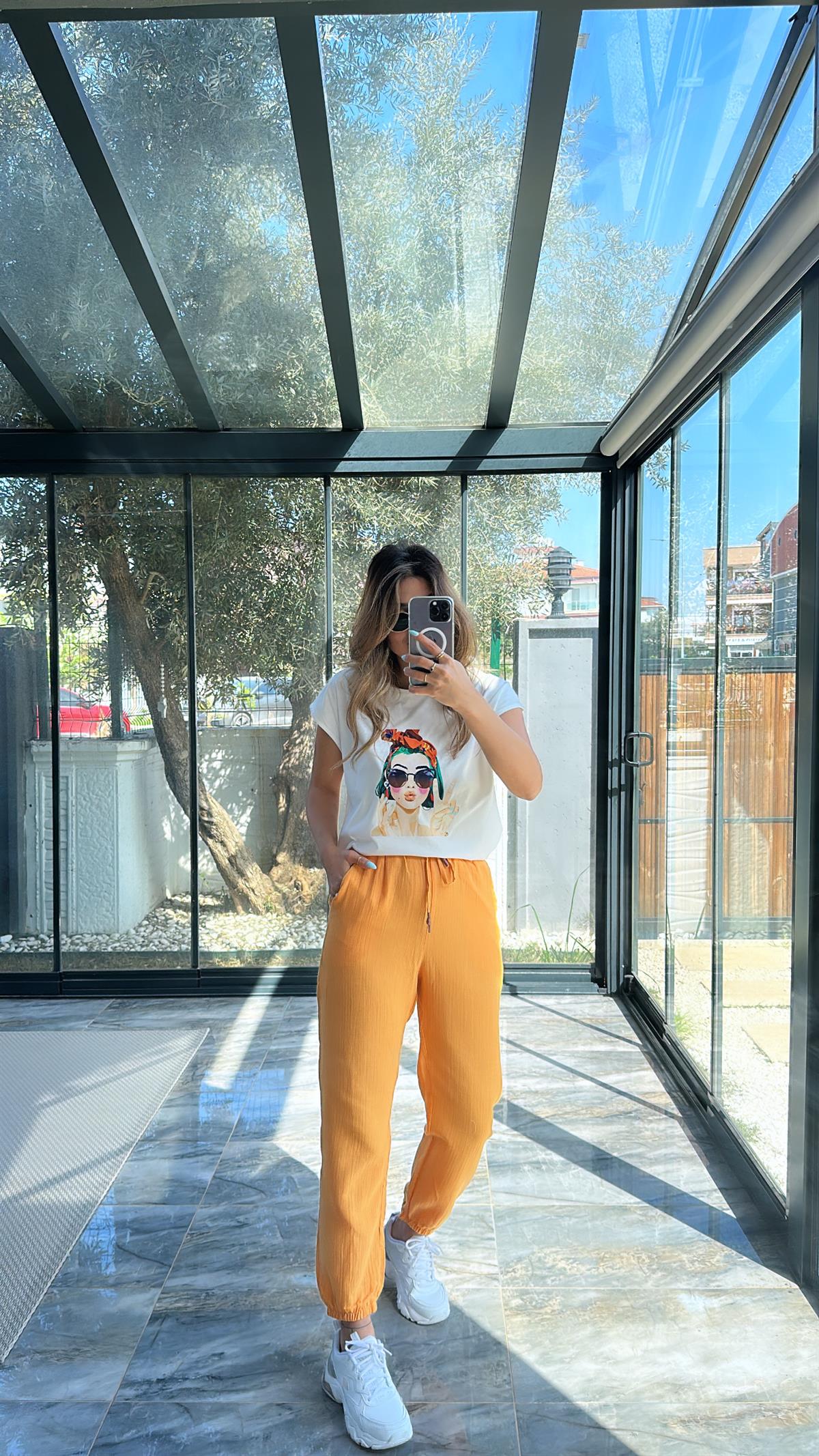 Sarı Müslin Pantolon