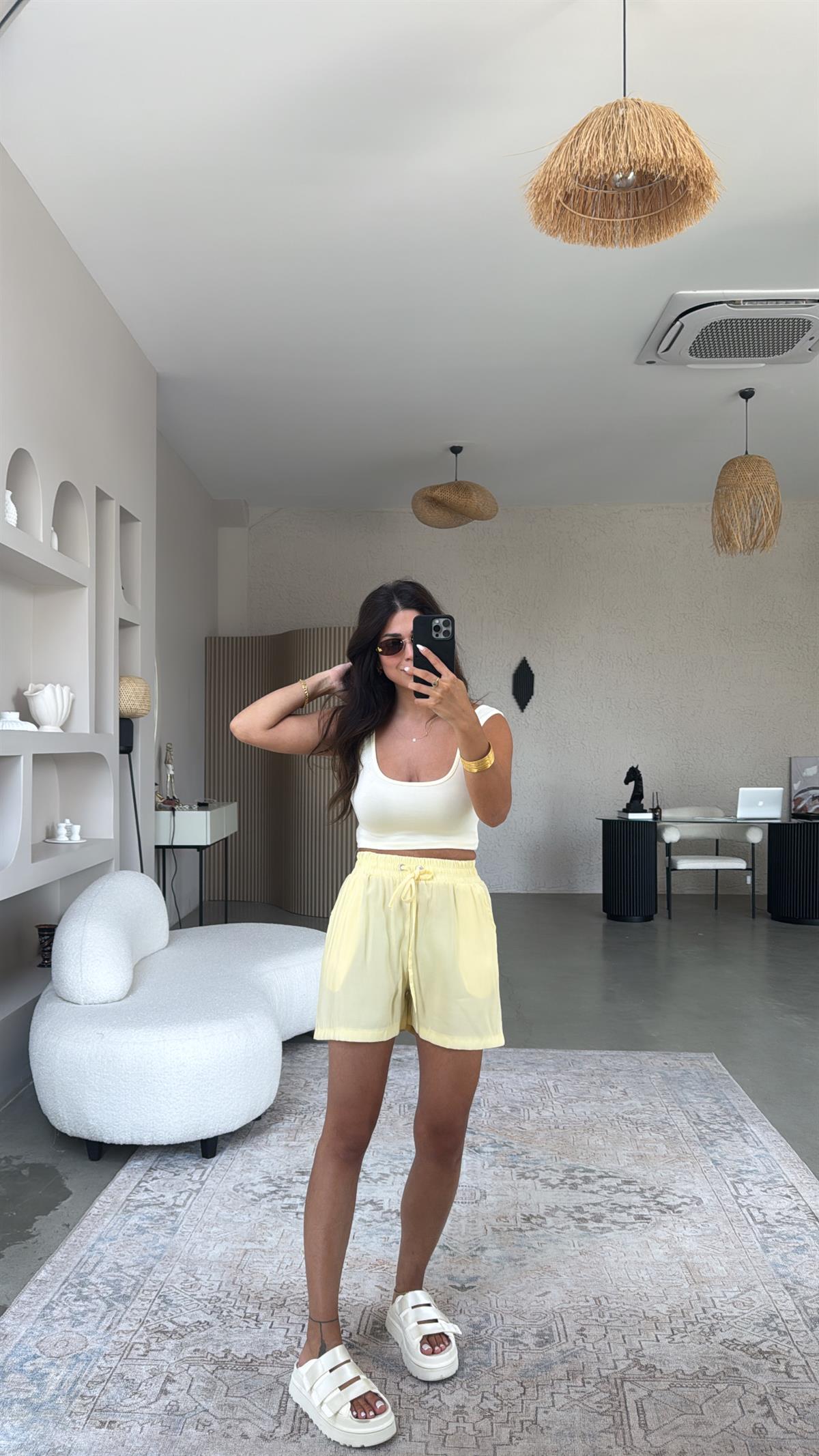 Sarı Tensel Basic Şort