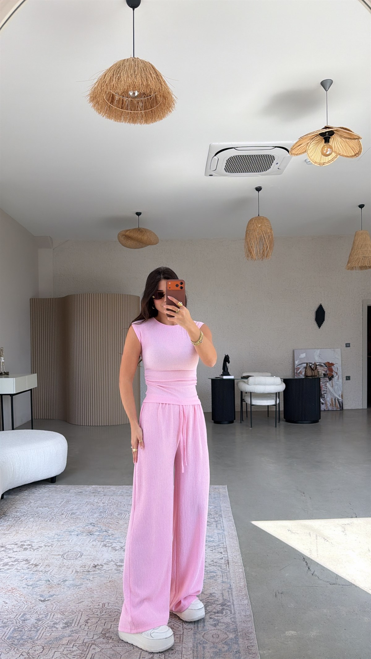 Şeker Pembe Büzgü Detaylı Bürümcük Takım