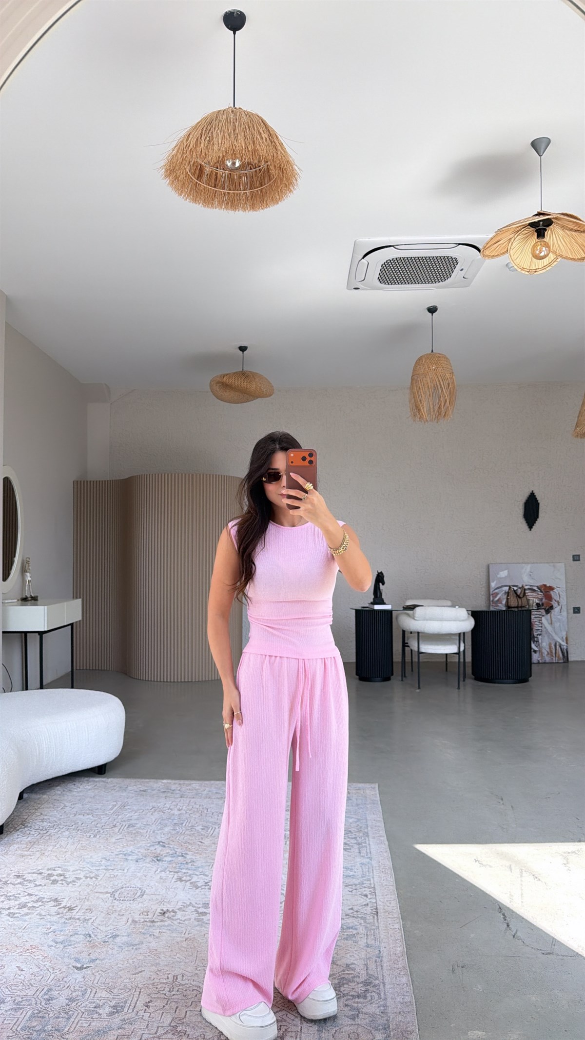 Şeker Pembe Büzgü Detaylı Bürümcük Takım