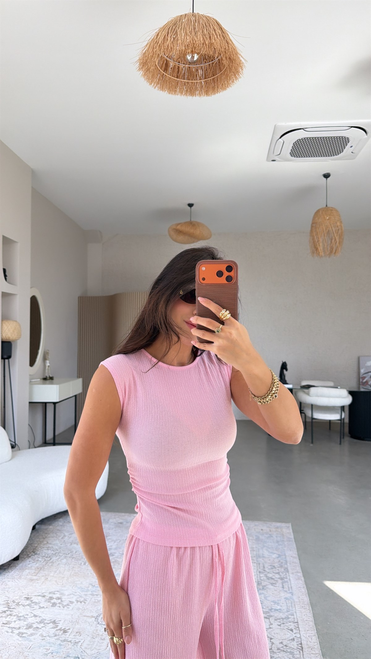 Şeker Pembe Büzgü Detaylı Bürümcük Takım