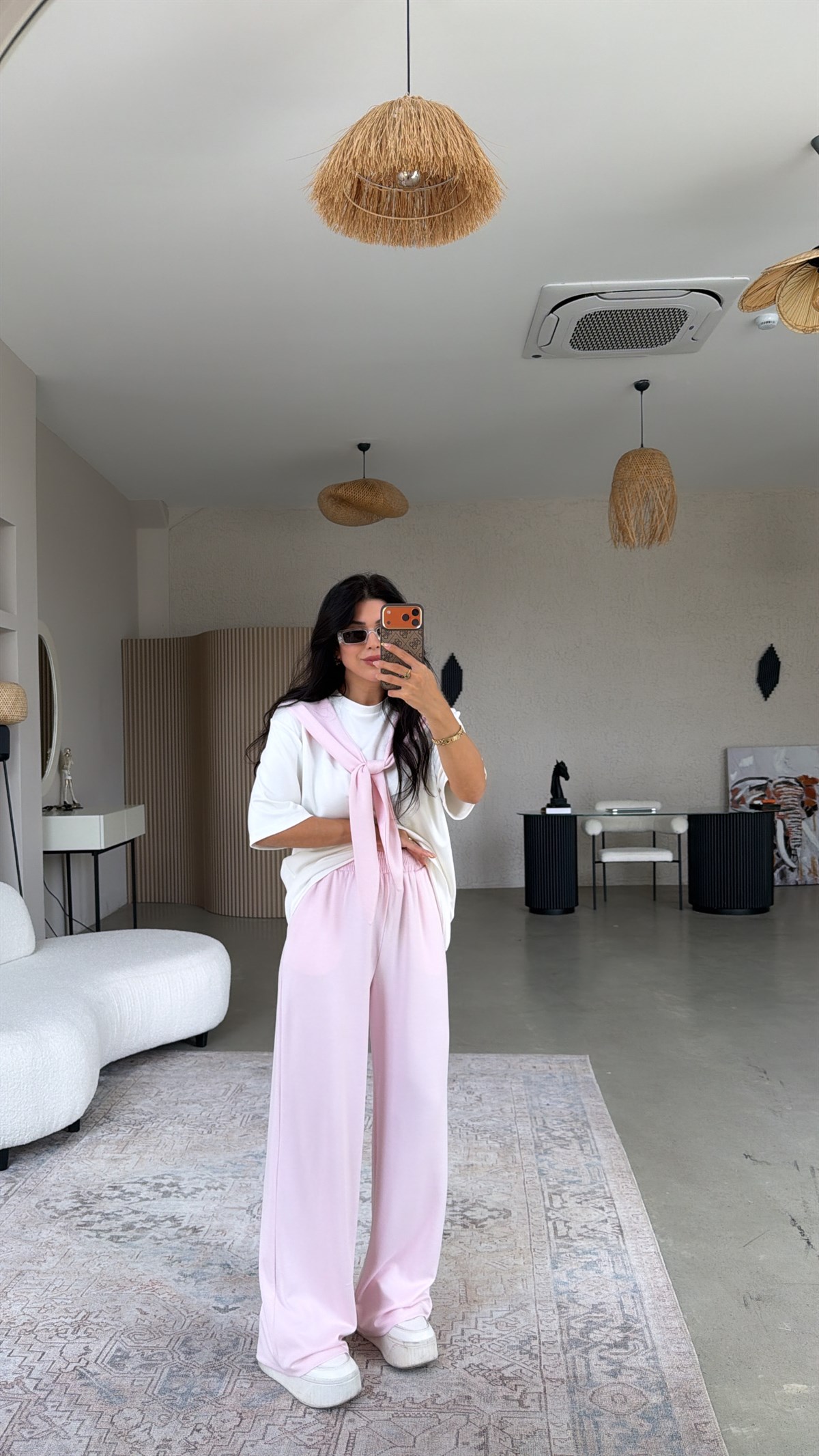 Şeker Pembe Fular Detaylı Modal Eşofman Takımı