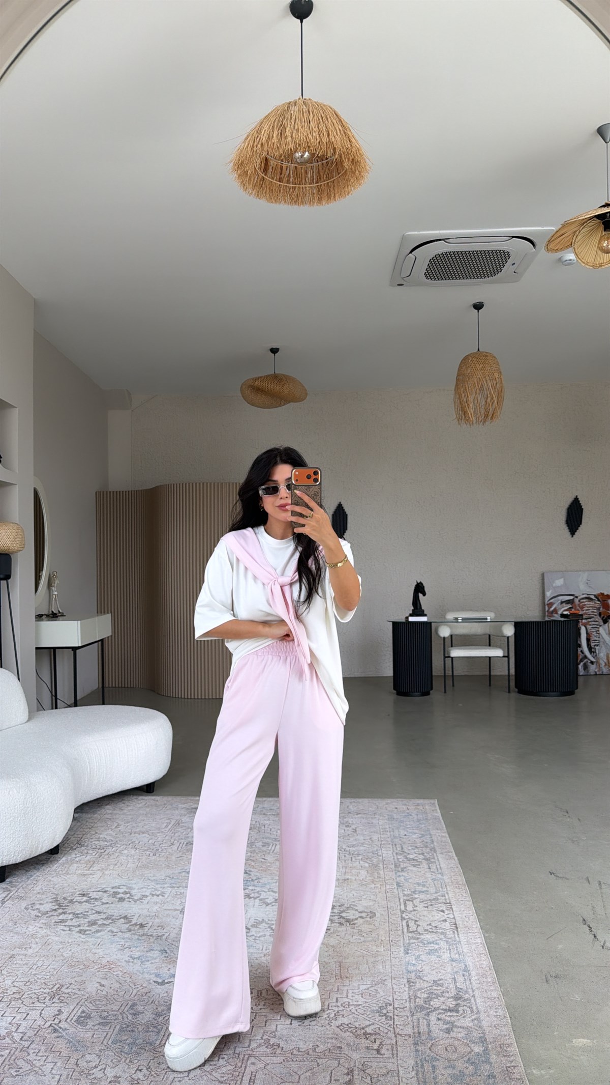 Şeker Pembe Fular Detaylı Modal Eşofman Takımı