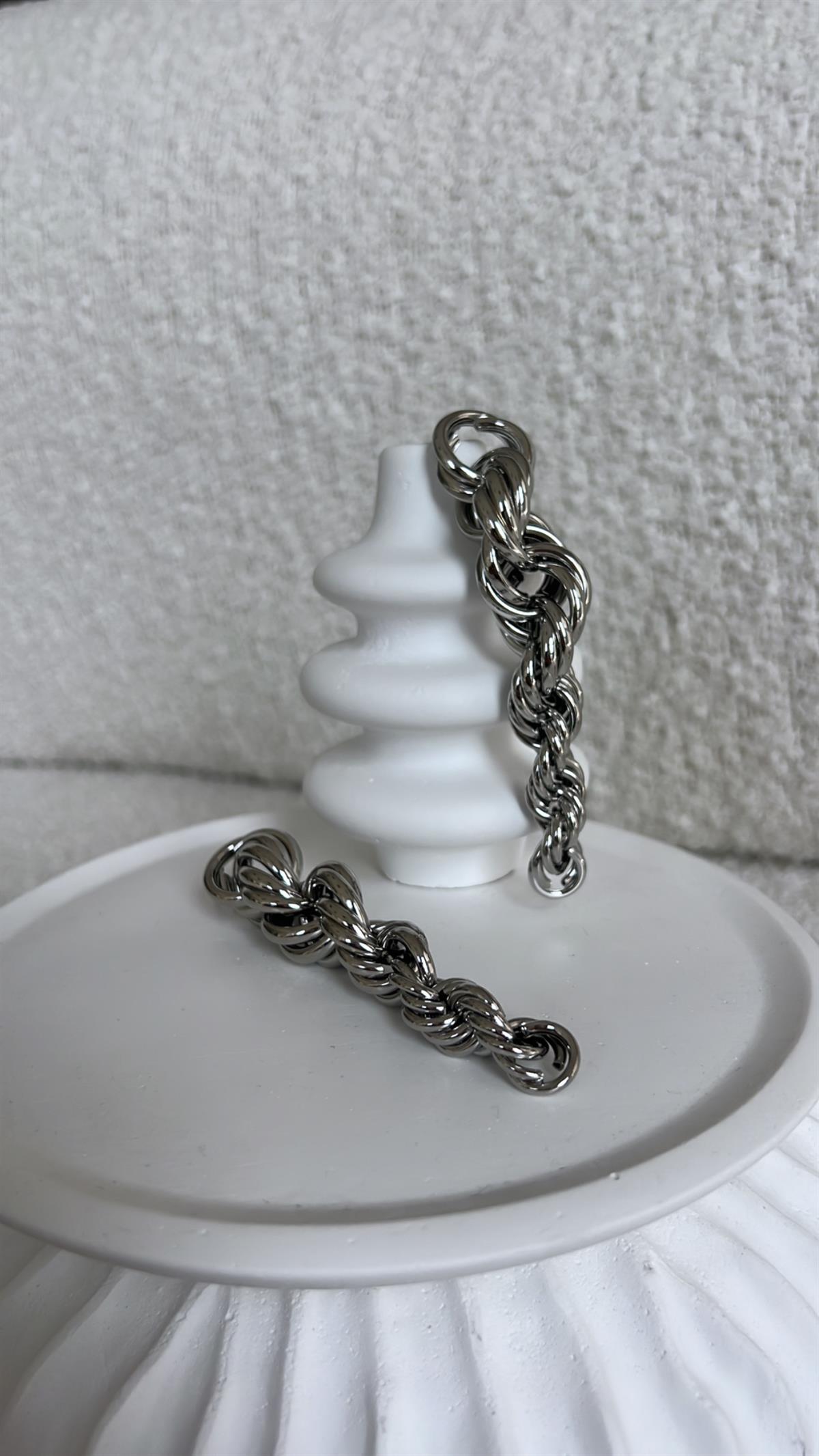 Silver Sarmal Zincir Görünümlü Küpe