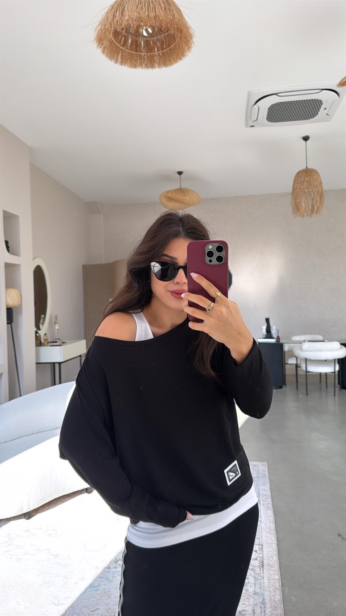 Simli Şeritli Etekli Modal Üçlü Takım