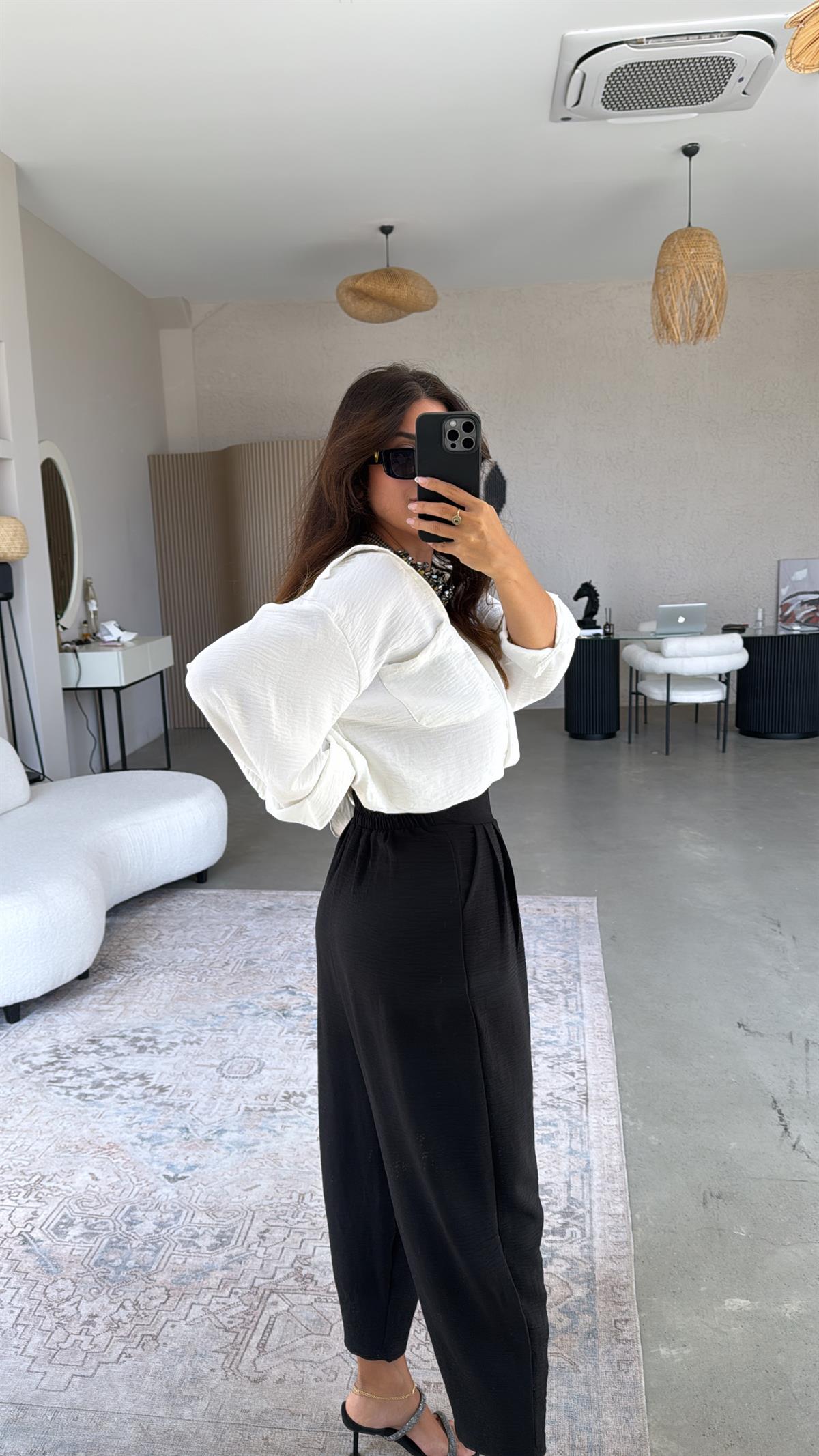 Siyah Aerobin Harem Pantolon