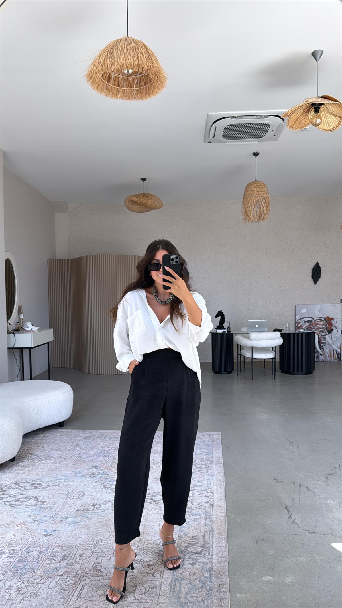 Siyah Aerobin Harem Pantolon