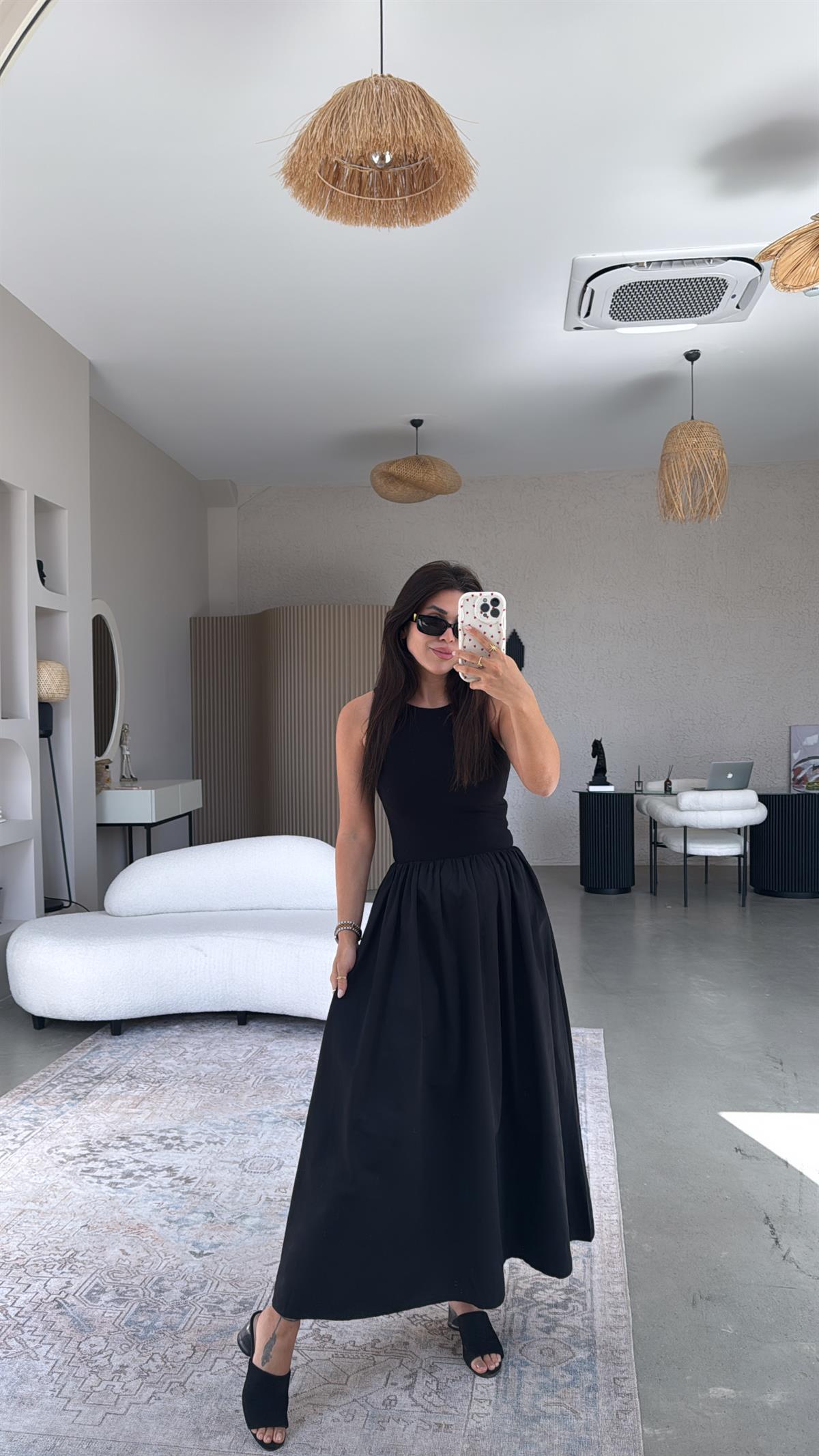 Siyah Altı Poplin Elbise