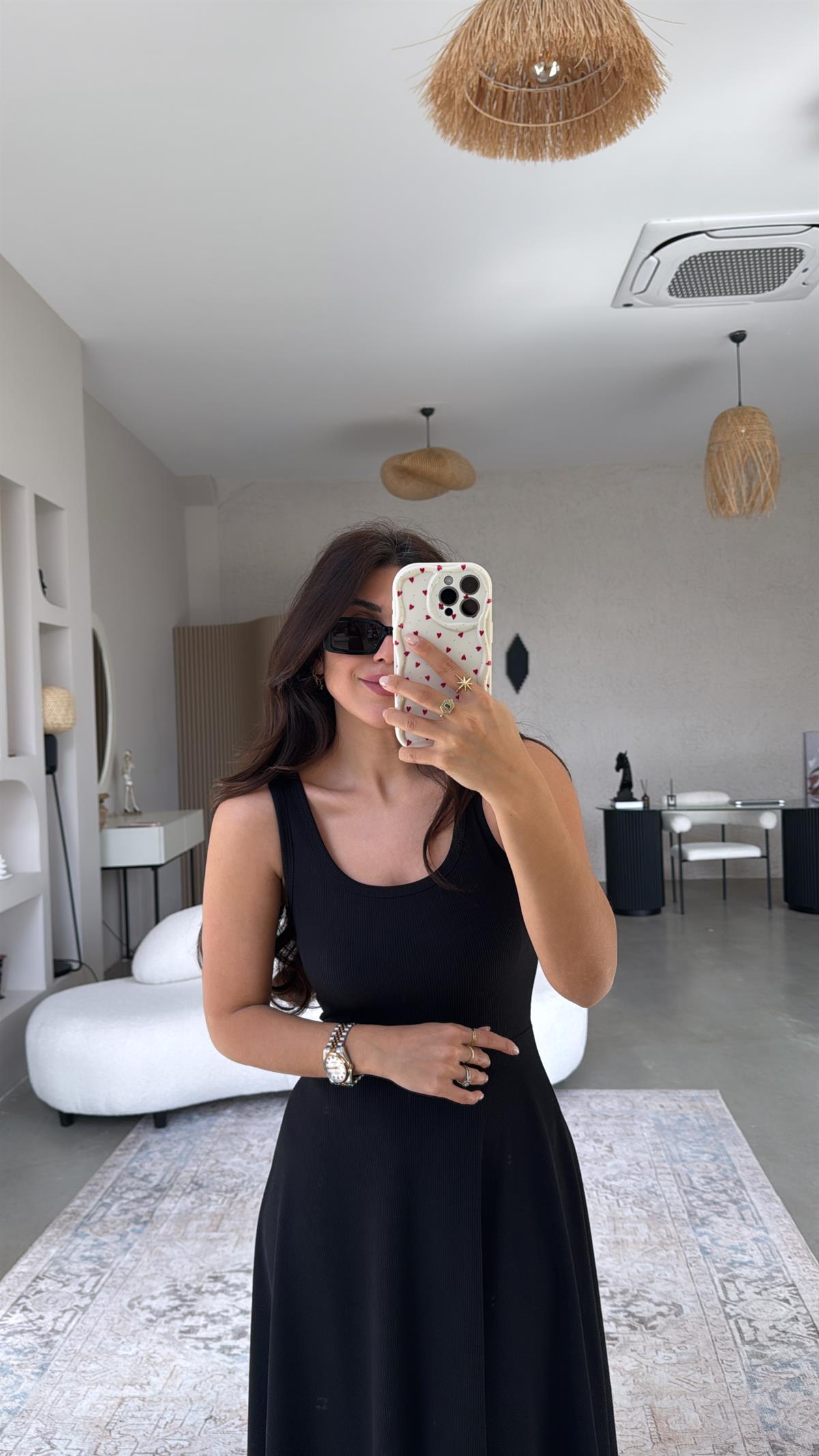 Siyah Askılı Kaşkorse Elbise