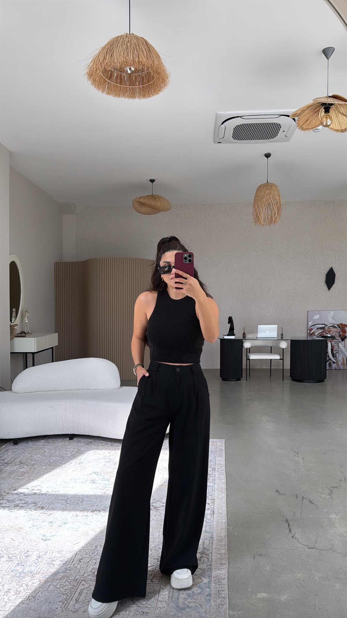 Siyah B Nakış Premium Pantolon