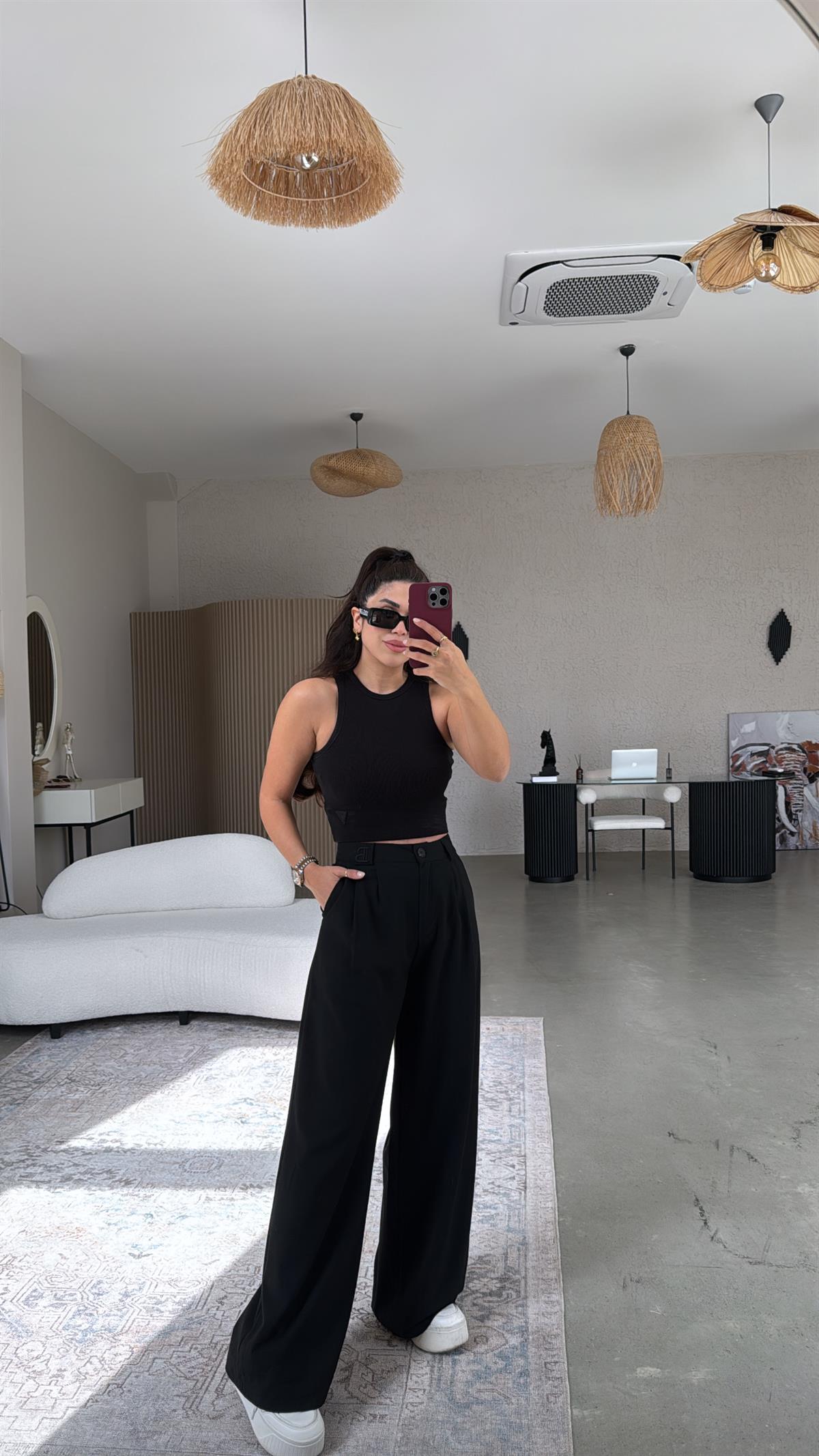 Siyah B Nakış Premium Pantolon