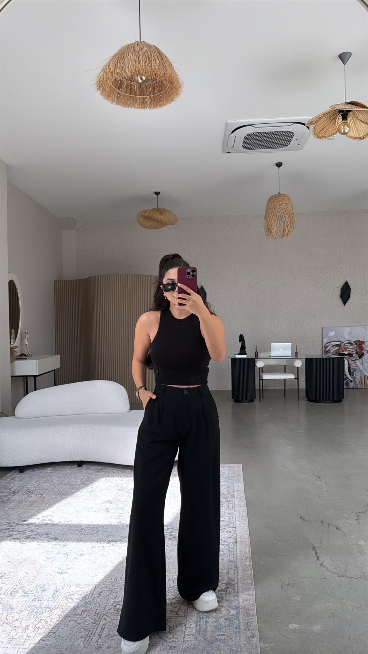 Siyah B Nakış Premium Pantolon