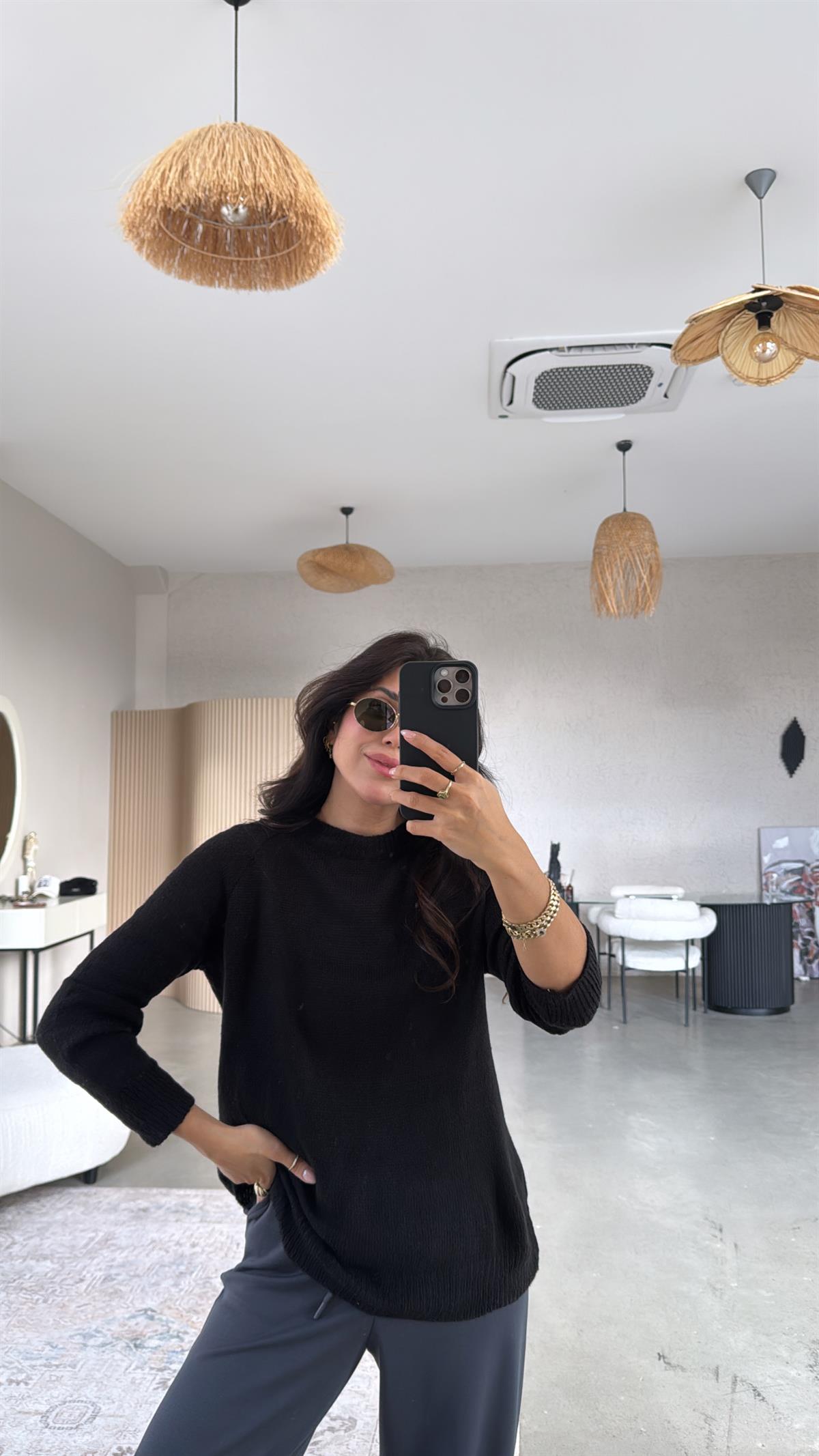 Siyah Basic İnce Kazak