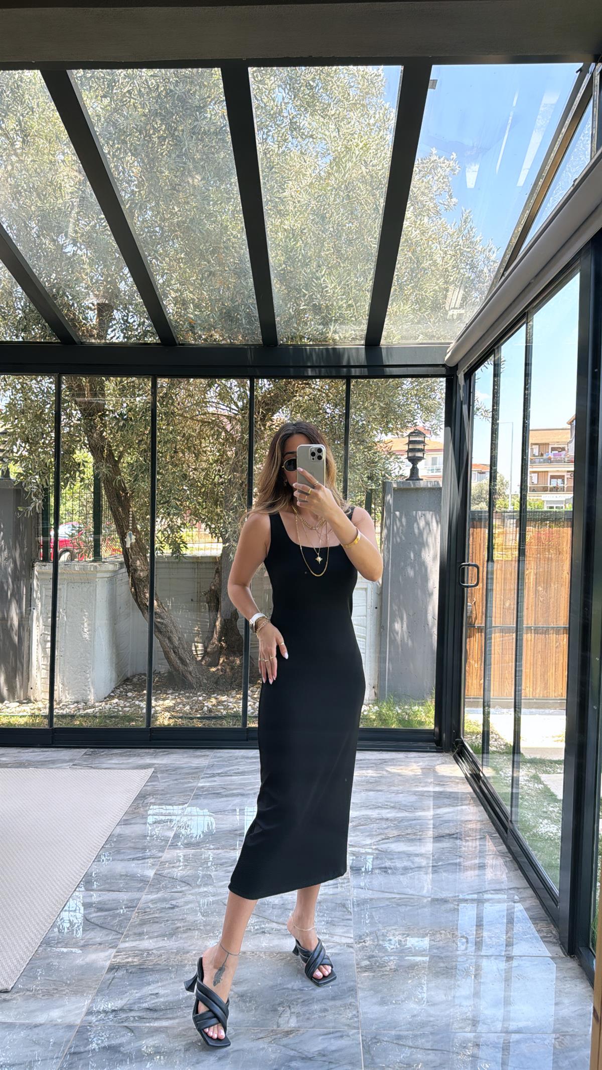 Siyah Basic Kalem Kaşkorse Elbise