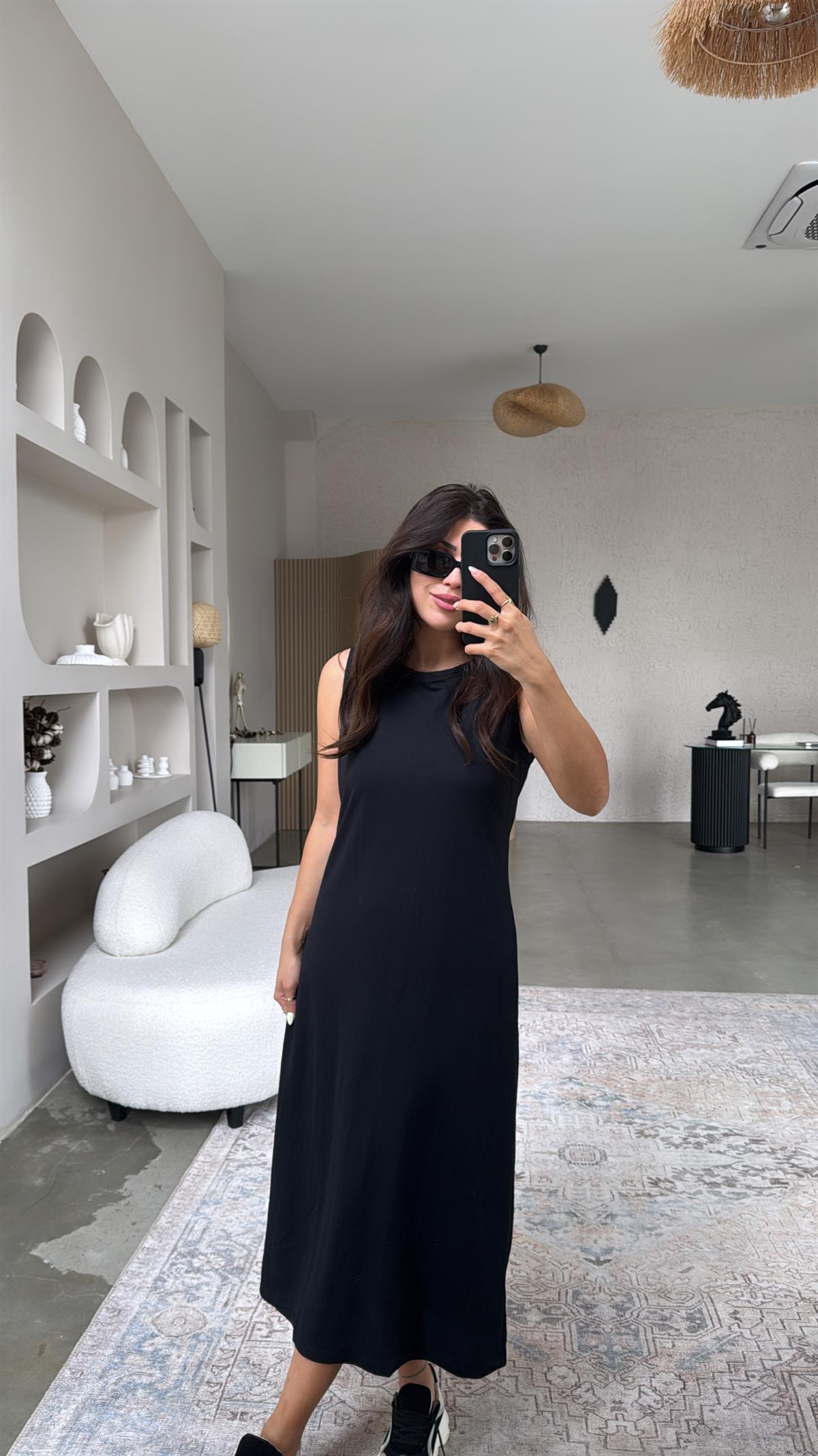 Siyah Basic Midi Elbise