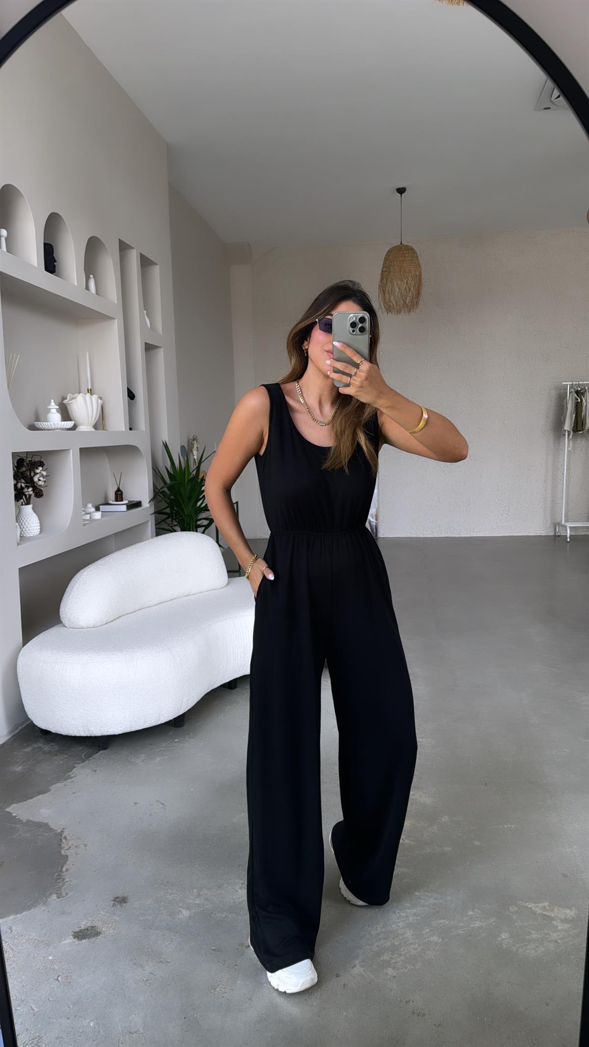 Siyah Basic Modal Tulum