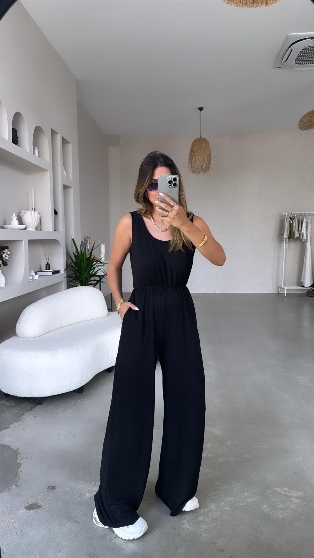 Siyah Basic Modal Tulum