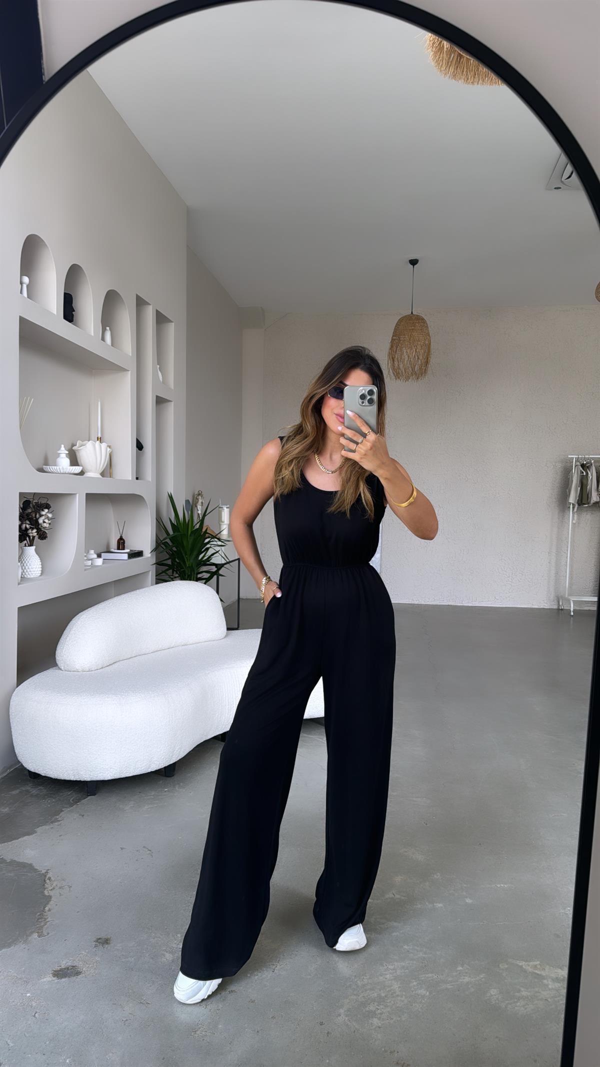 Siyah Basic Modal Tulum