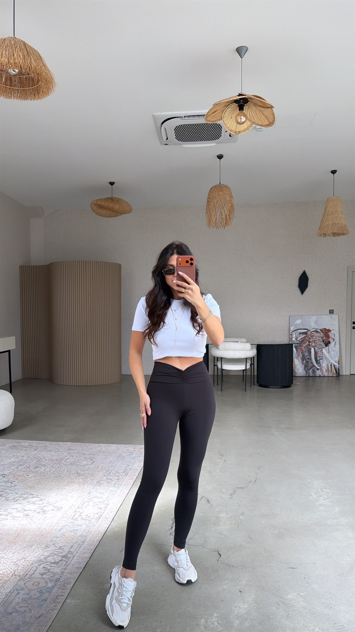 Siyah Beli Büzgü Detaylı Toparlayıcı Dar Paça Tayt