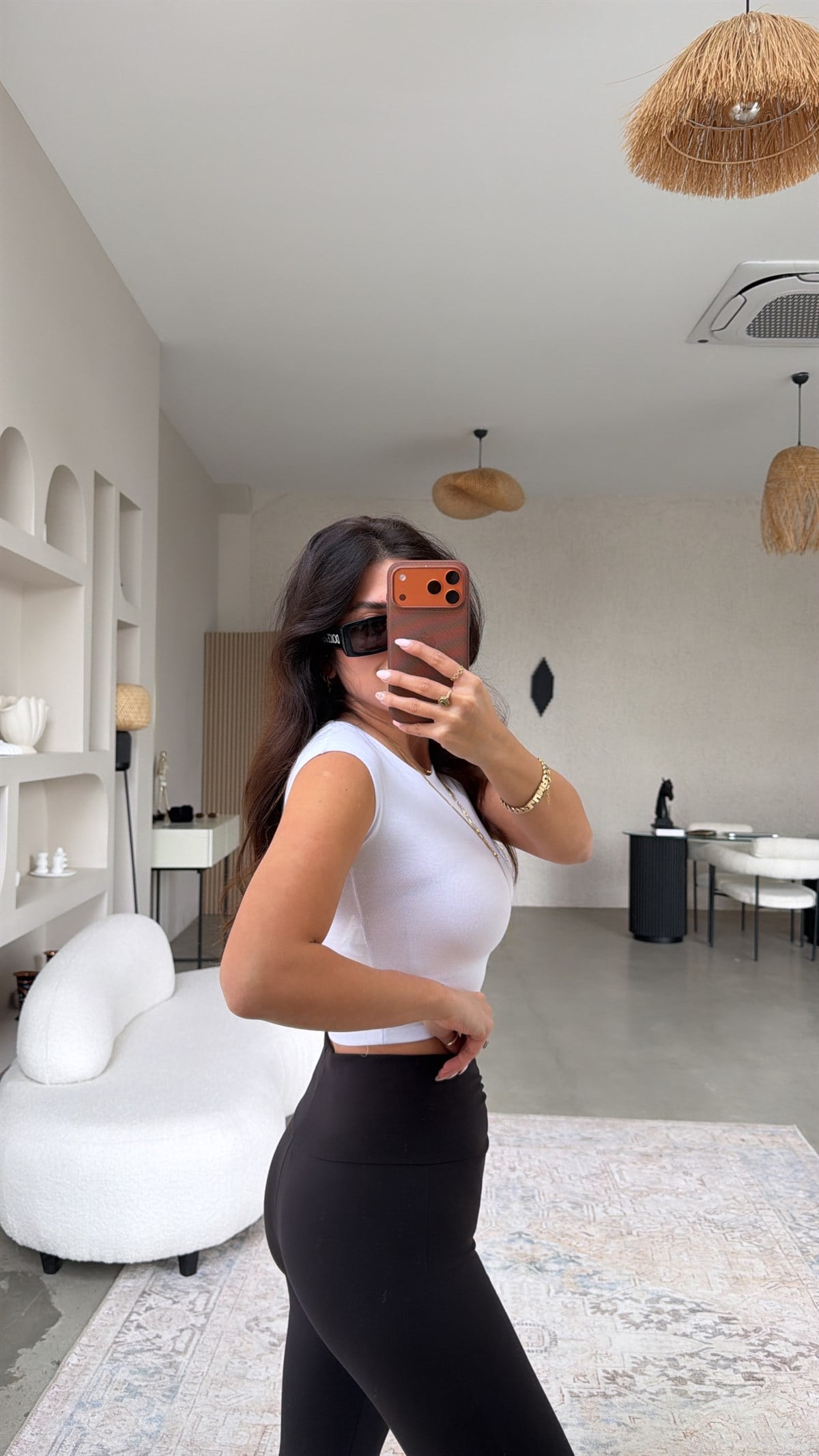 Siyah Beli Büzgü İspanyol Paça Tayt