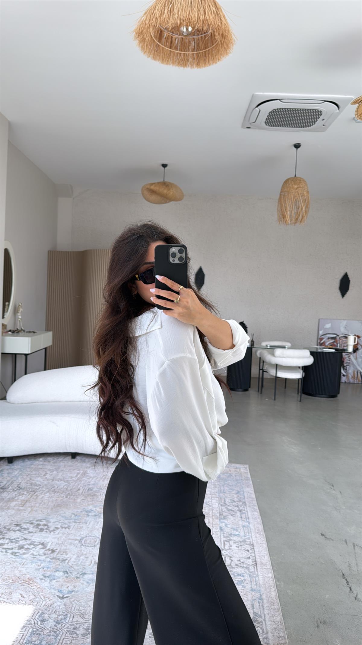 Siyah Beli Korsajlı Kumaş Pantolon