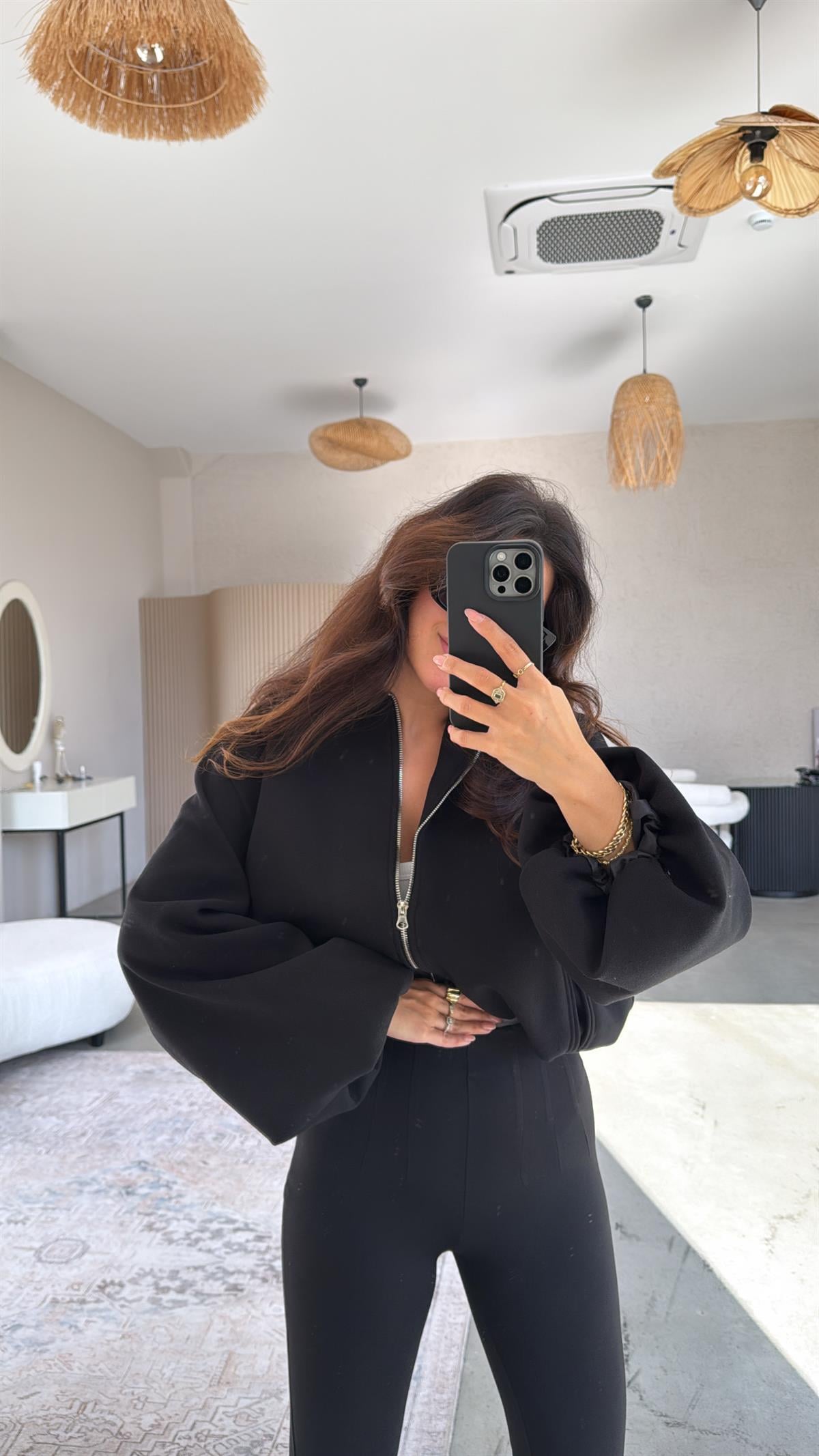 Siyah Beli Pensli Çelik Tayt Pantolon