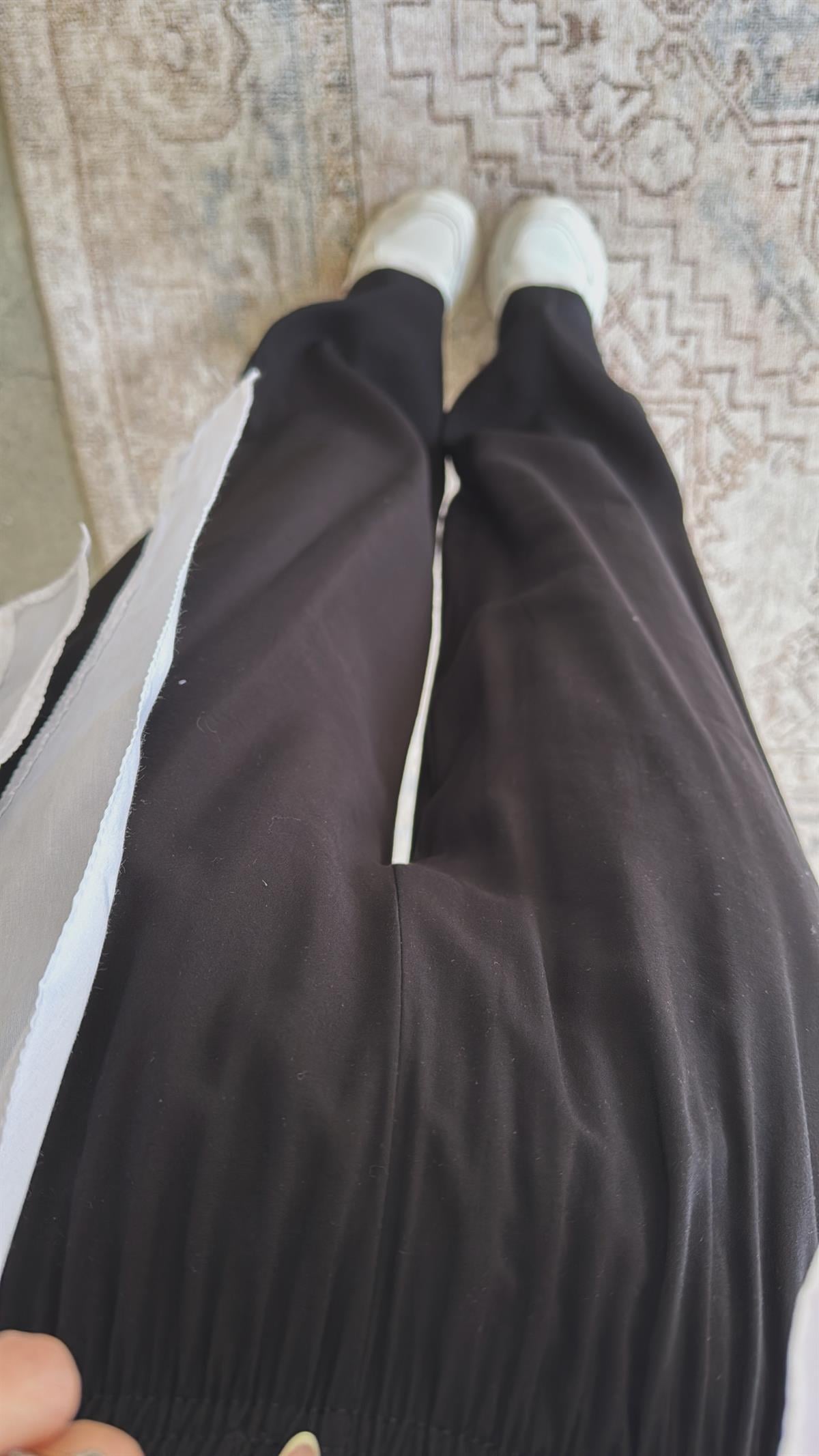 Siyah Bol Paça Massi Pantolon