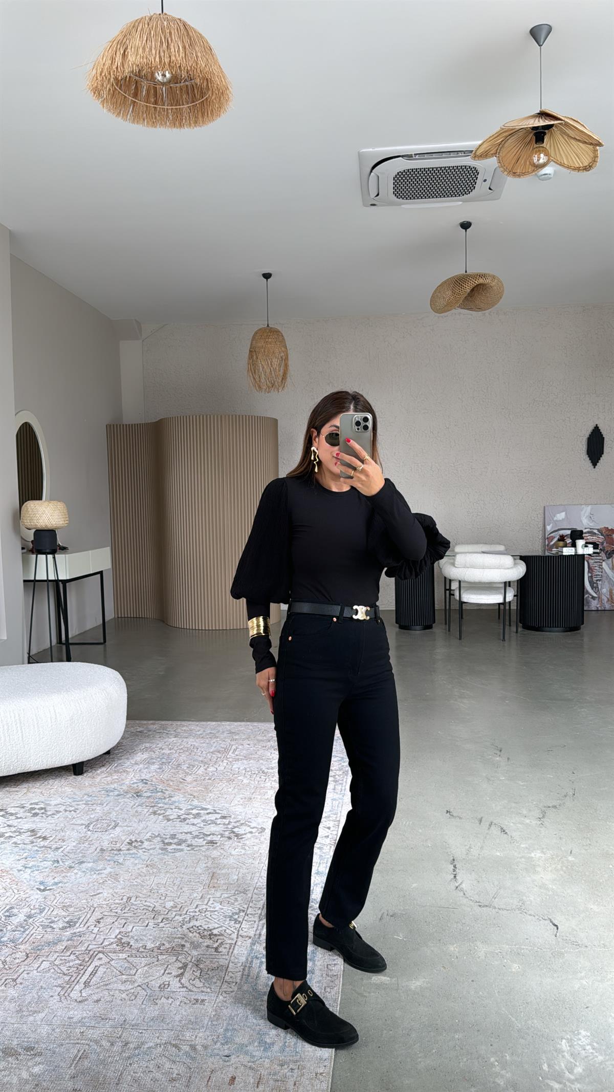 Siyah Boyfit Paça Kesik ZR Jean