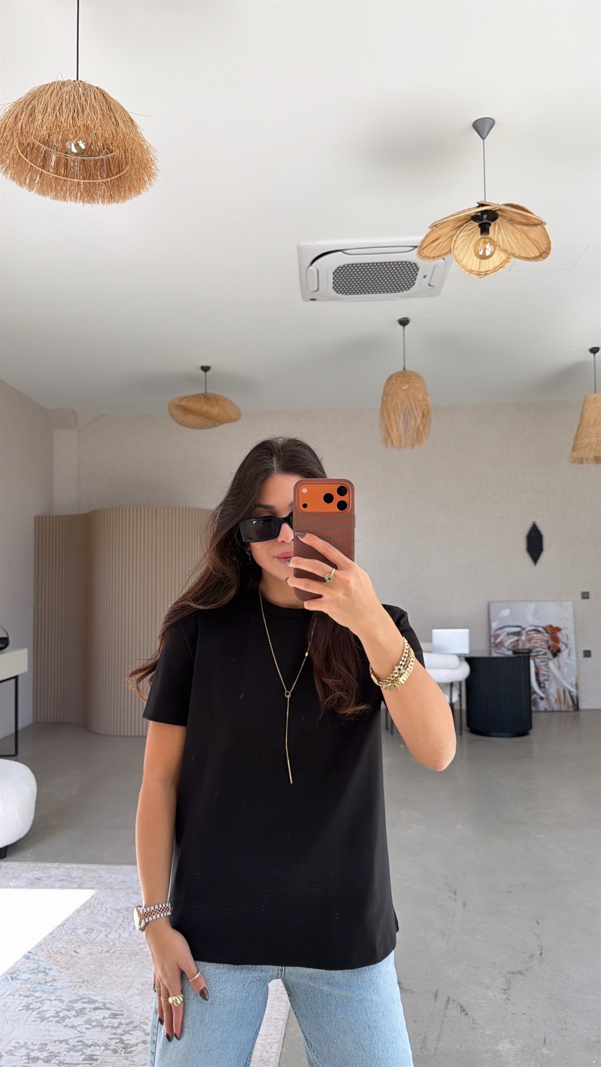 Siyah BT Yüzde Yüz Tok Pamuk Doku Bisiklet Yaka Tshirt