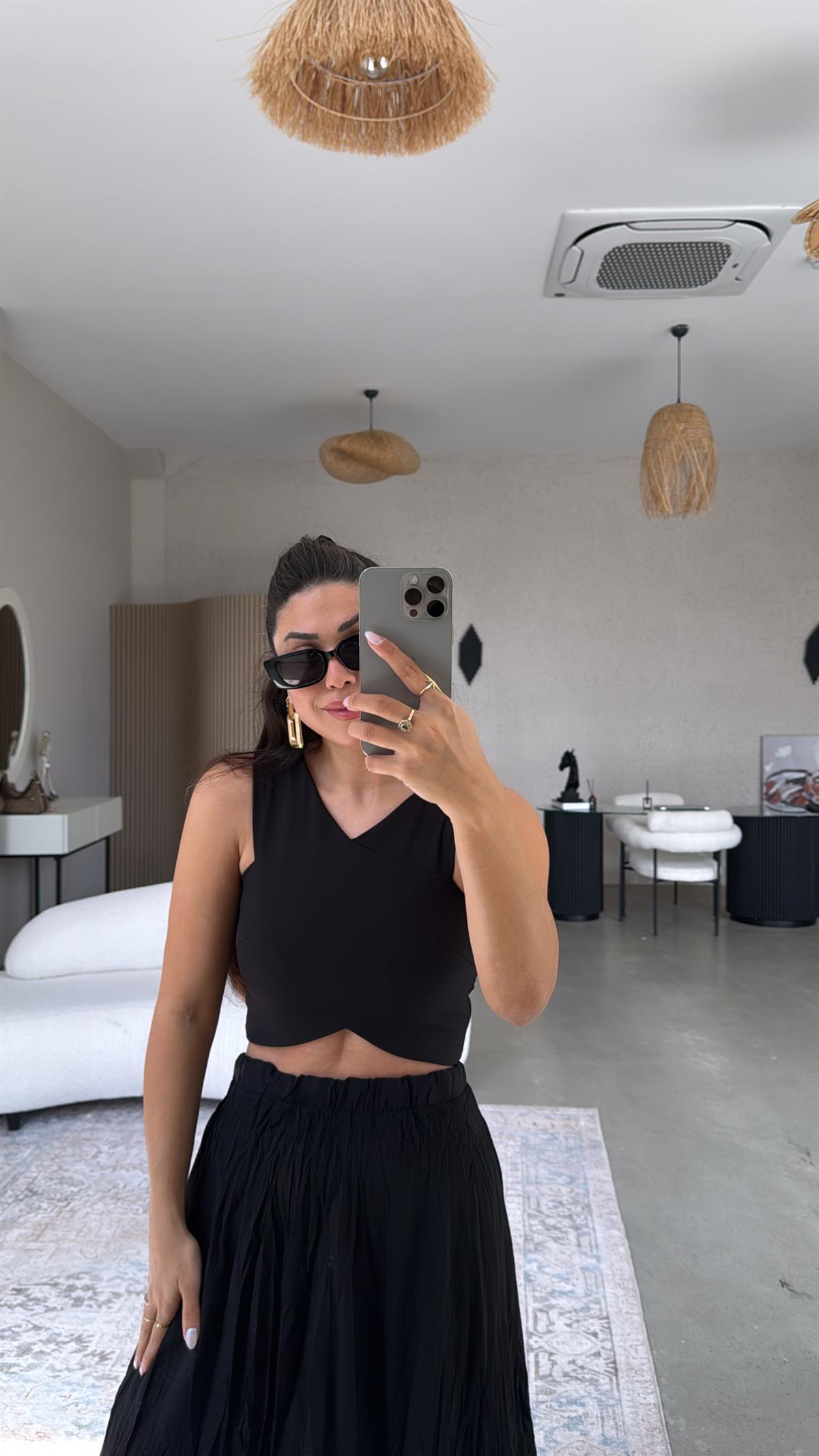 Siyah Çapraz Askı Büstiyer