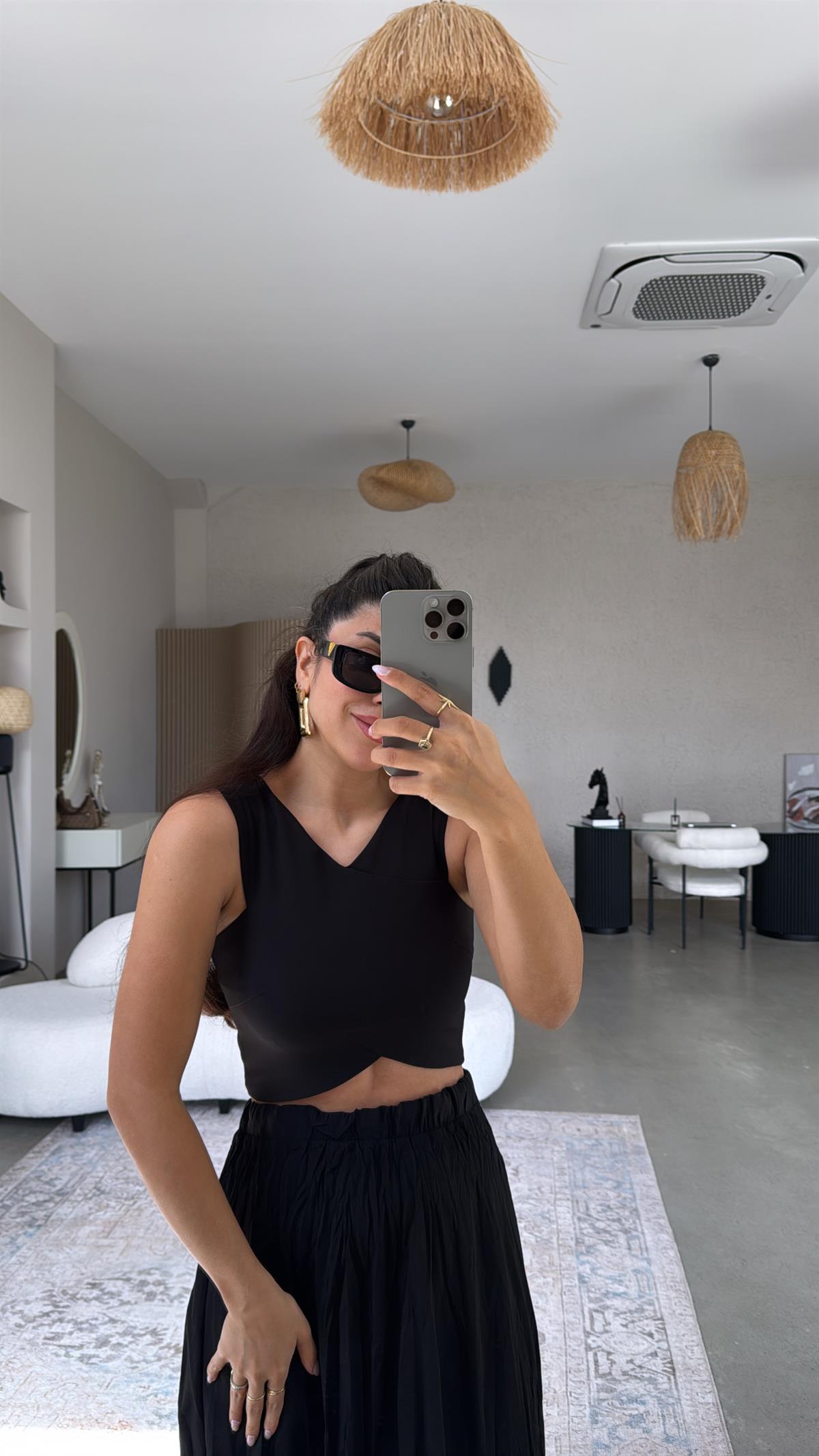 Siyah Çapraz Askı Büstiyer