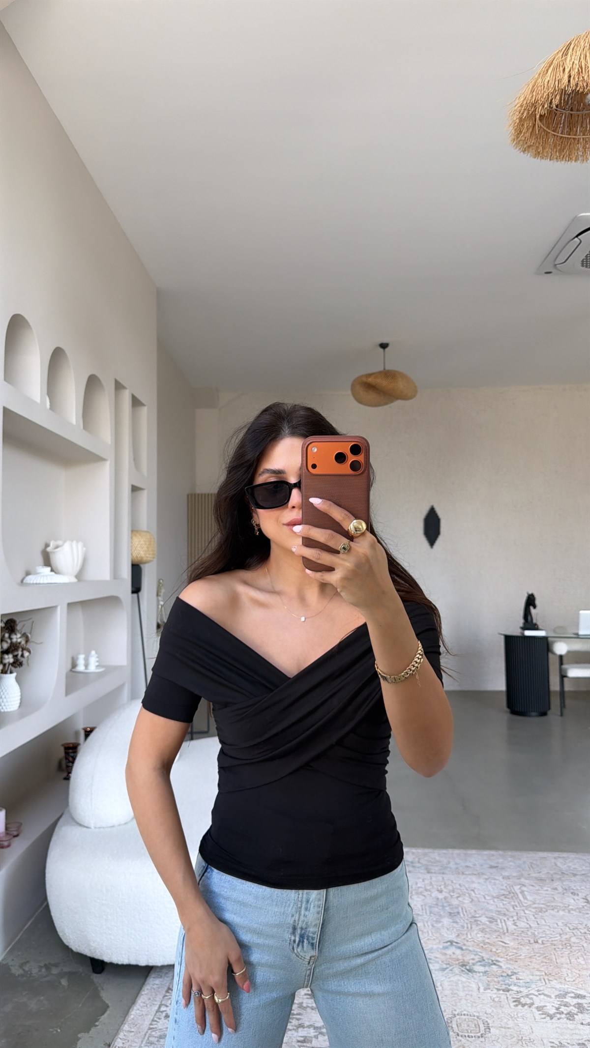 Siyah Çapraz ZR Model Polyamid Bluz