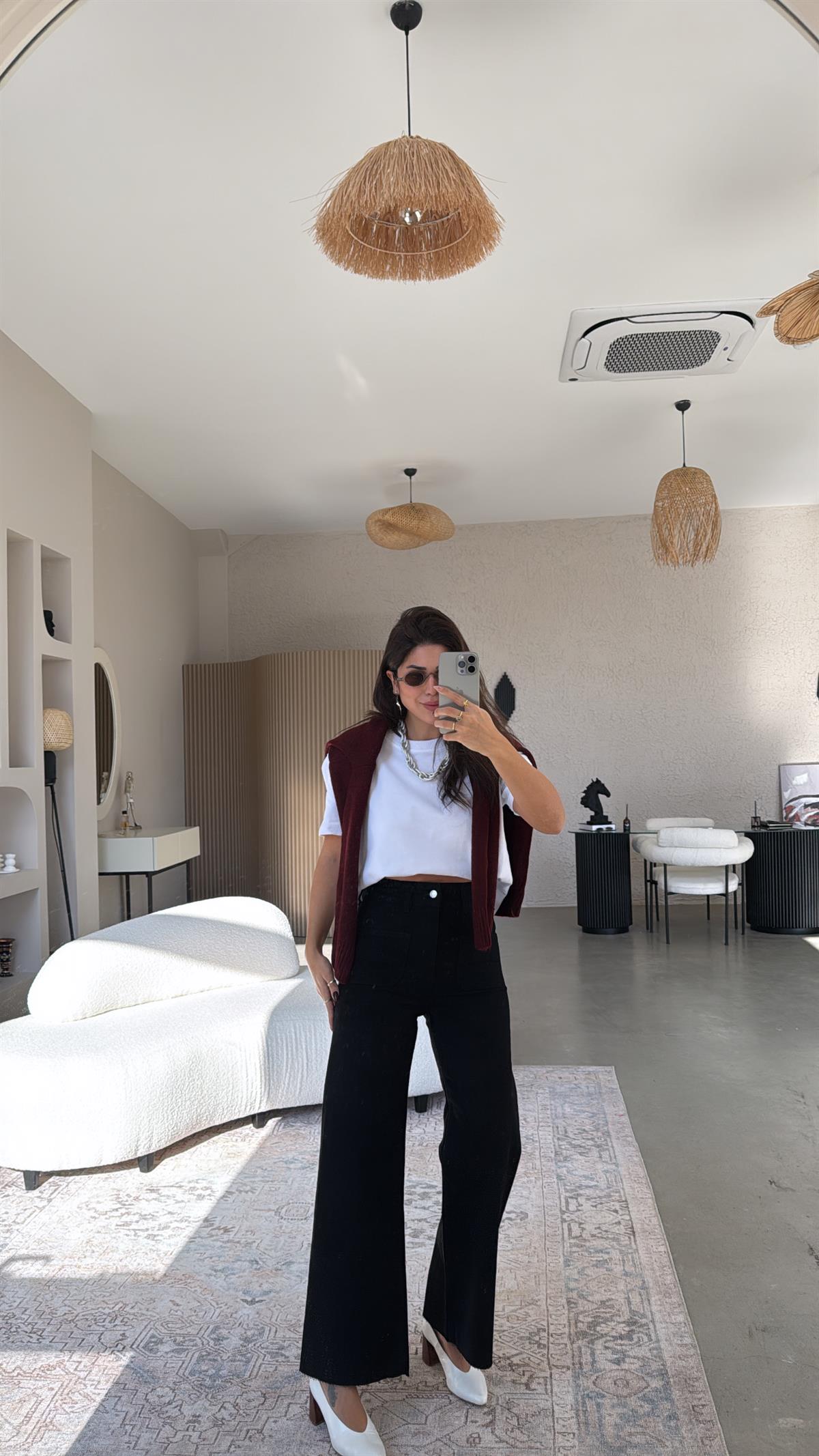 Siyah Çift Cep Detaylı Jean