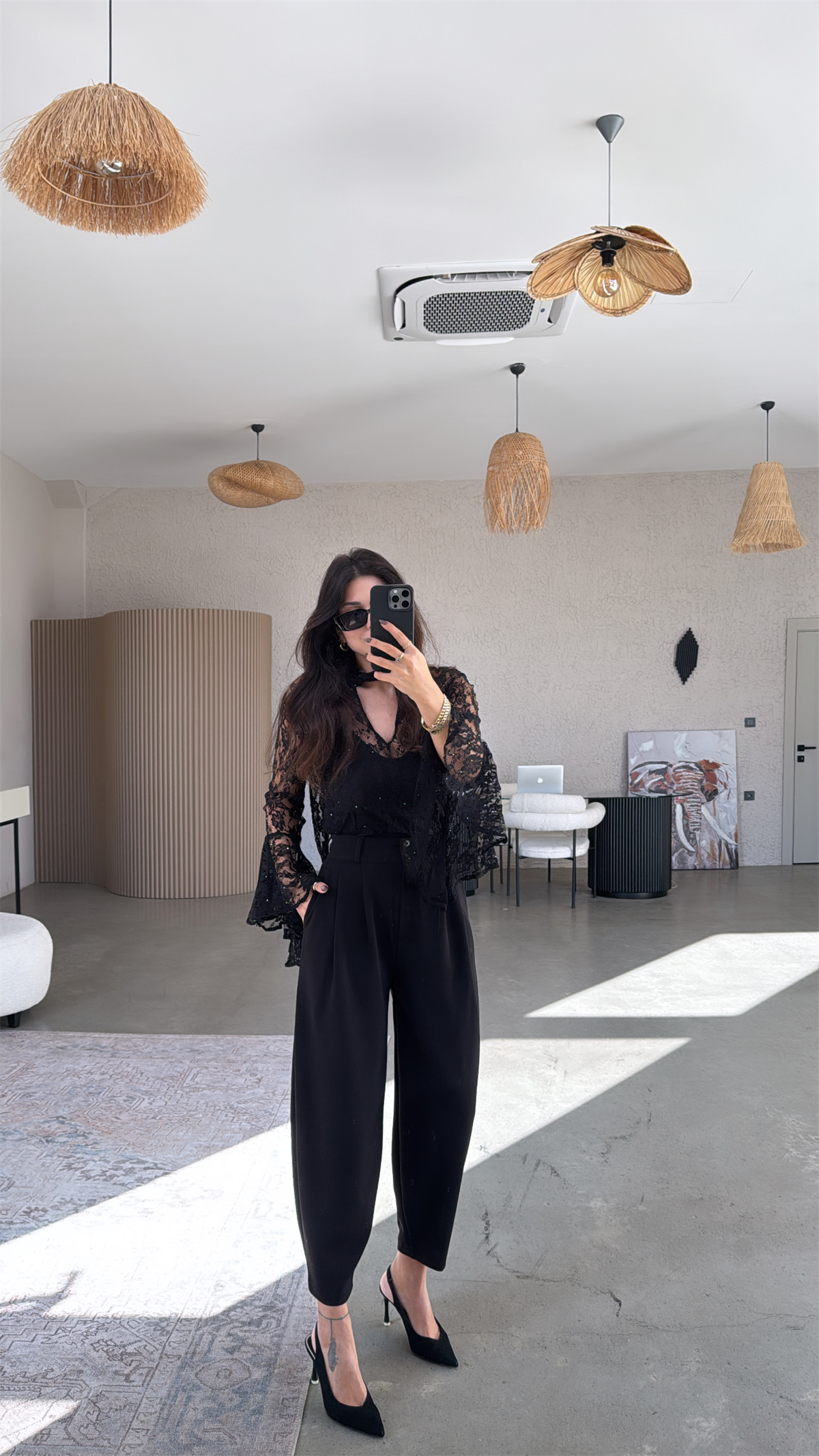 Siyah Çift Düğme Premium Kalıp Kumaş Pantolon