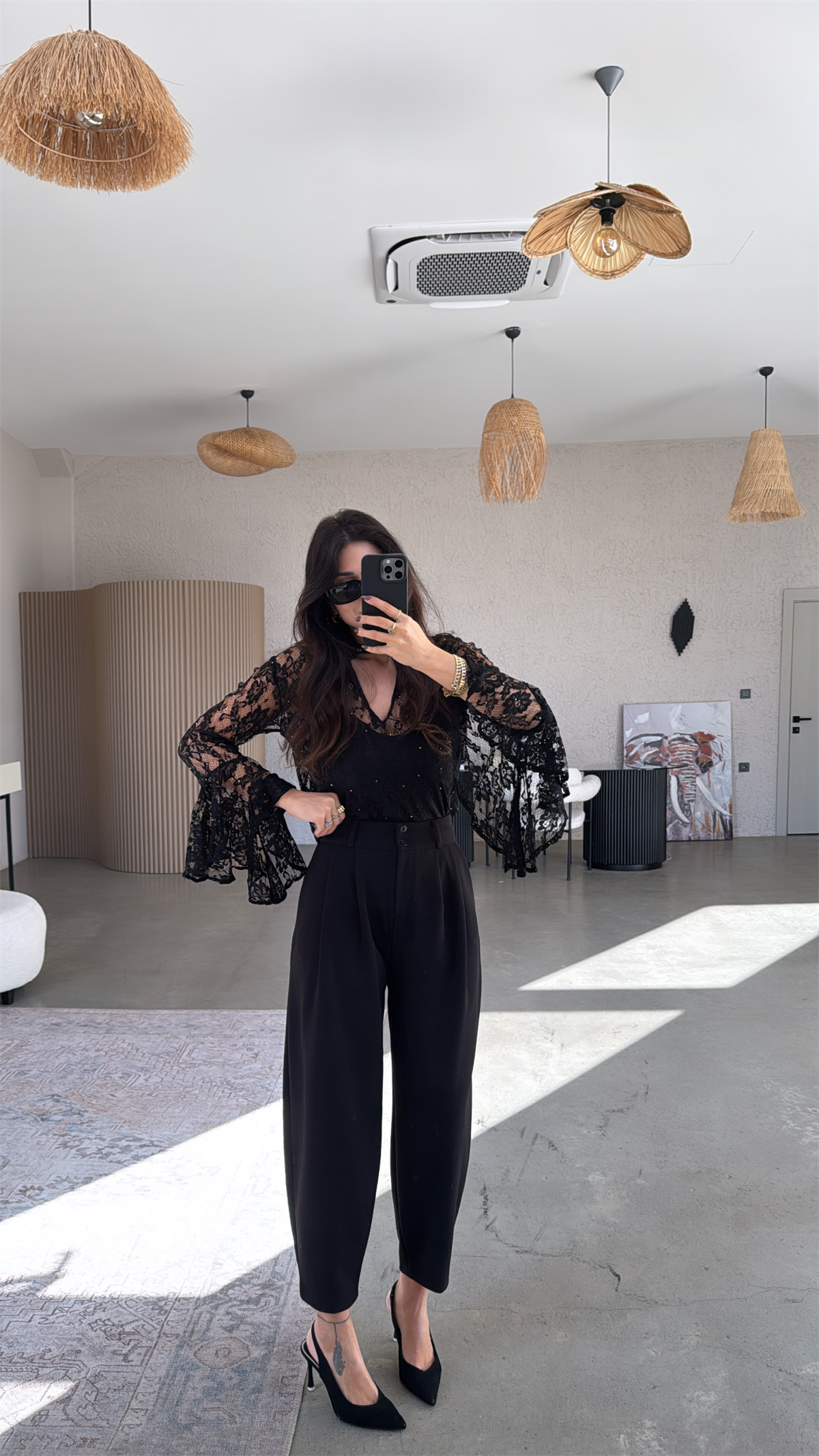 Siyah Çift Düğme Premium Kalıp Kumaş Pantolon