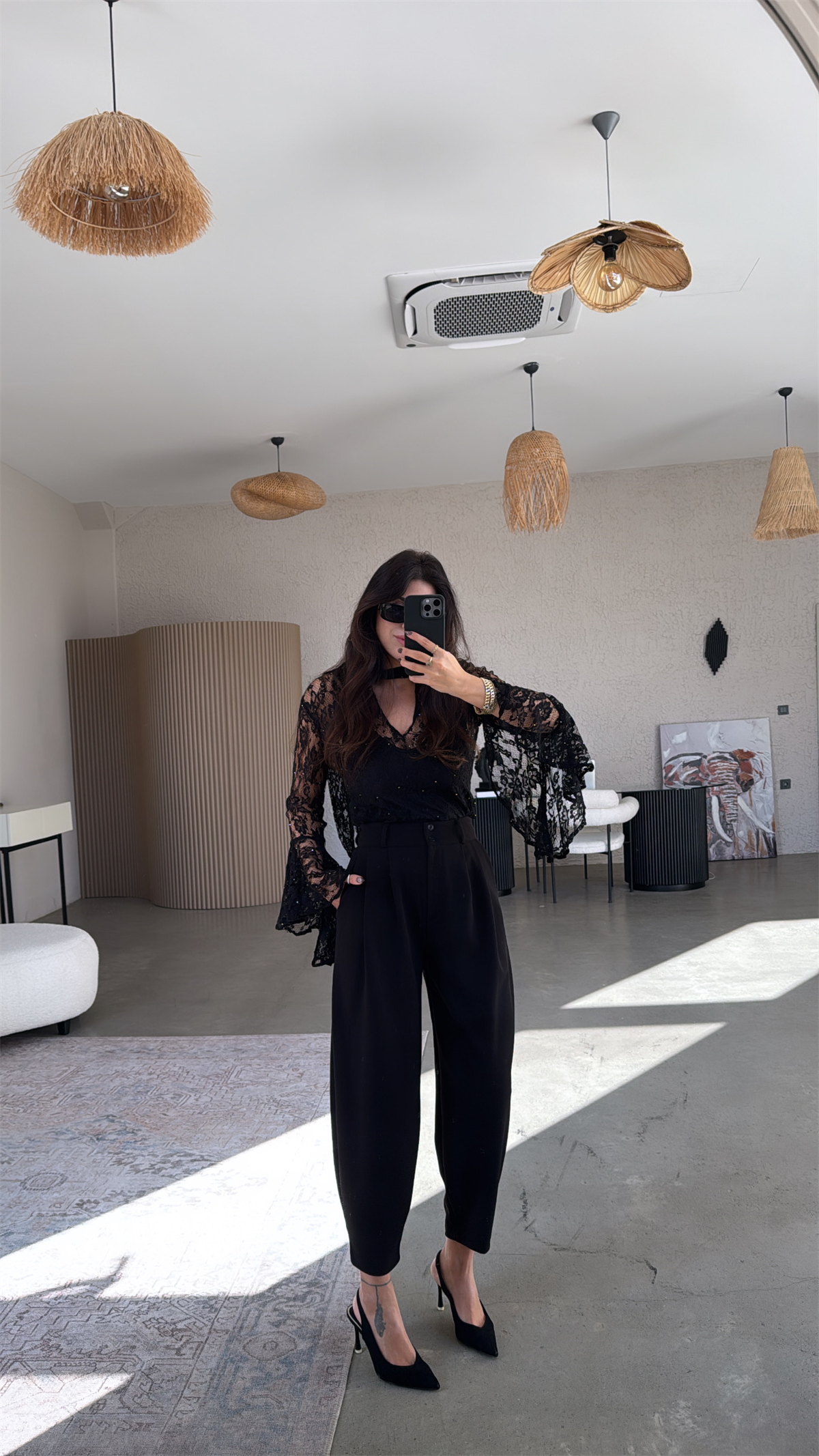 Siyah Çift Düğme Premium Kalıp Kumaş Pantolon