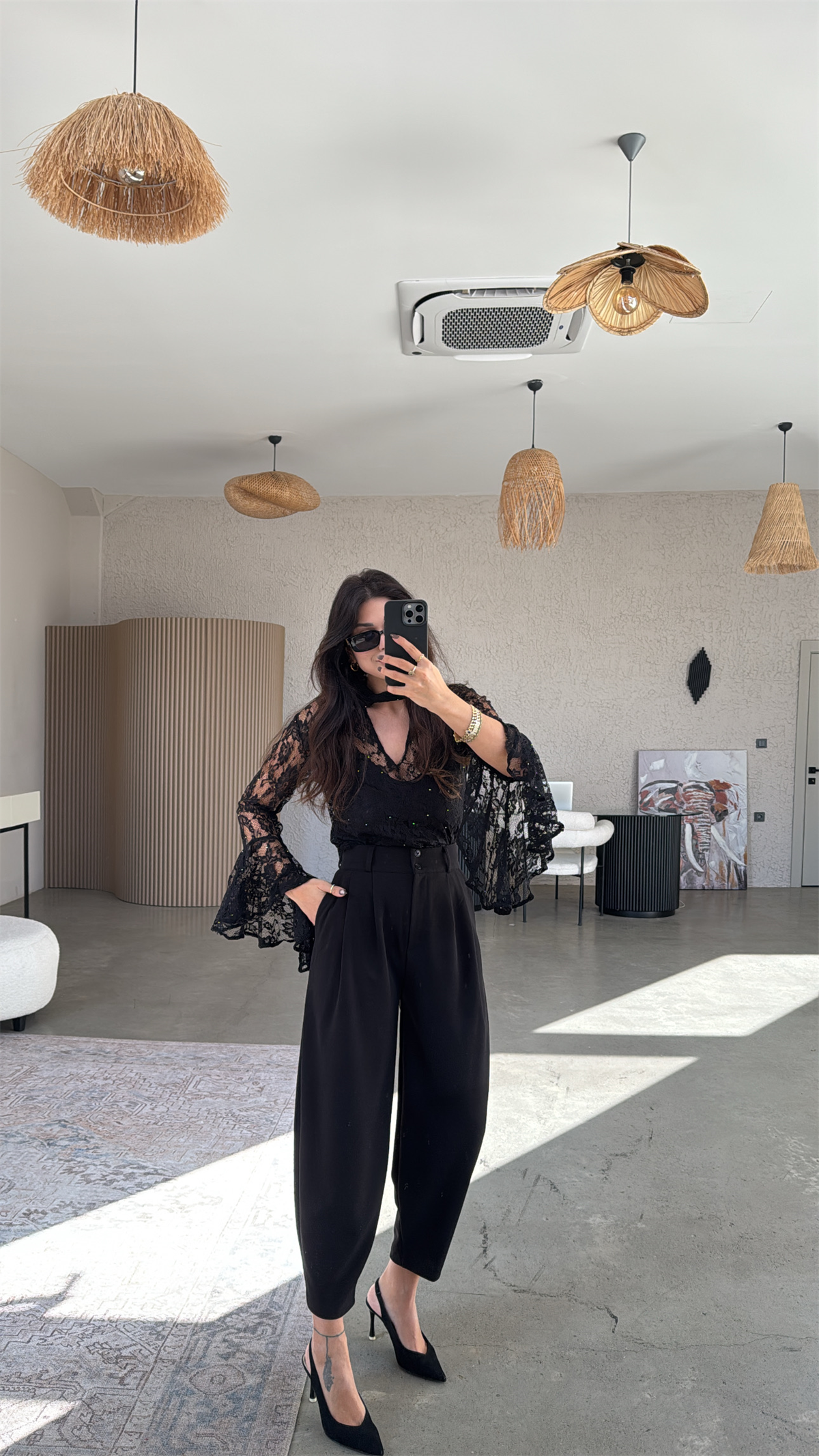 Siyah Çift Düğme Premium Kalıp Kumaş Pantolon