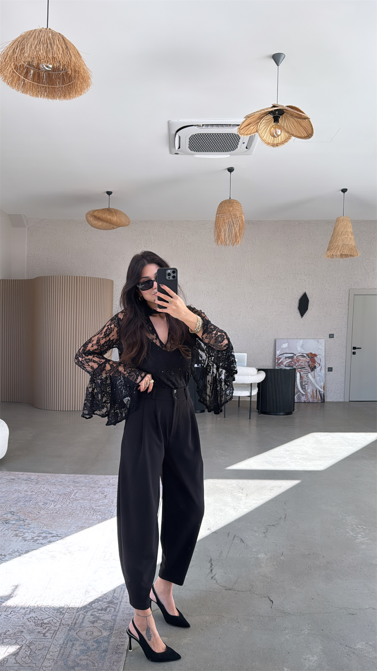 Siyah Çift Düğme Premium Kalıp Kumaş Pantolon