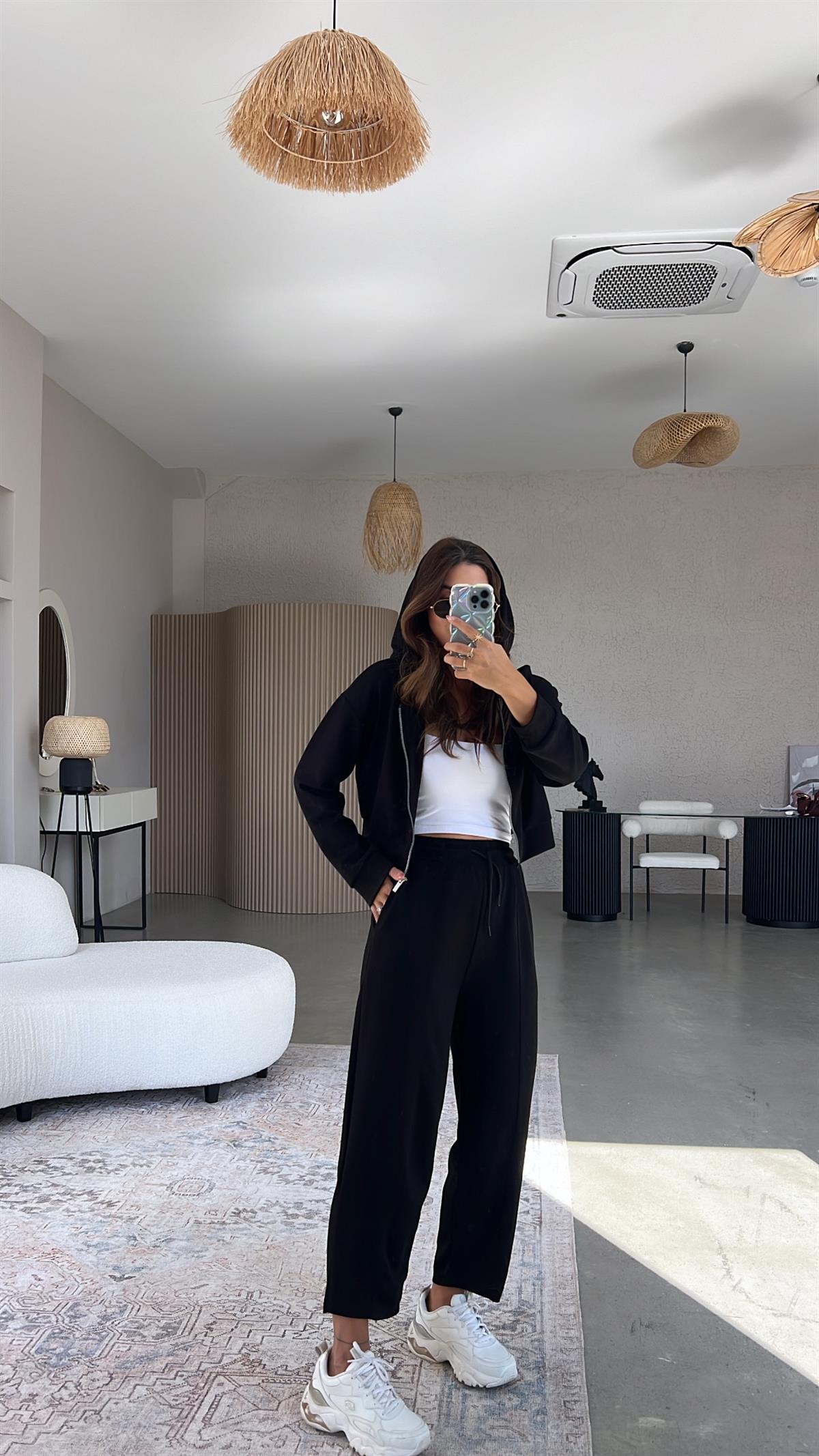 Siyah Çımalı Modal Eşofman