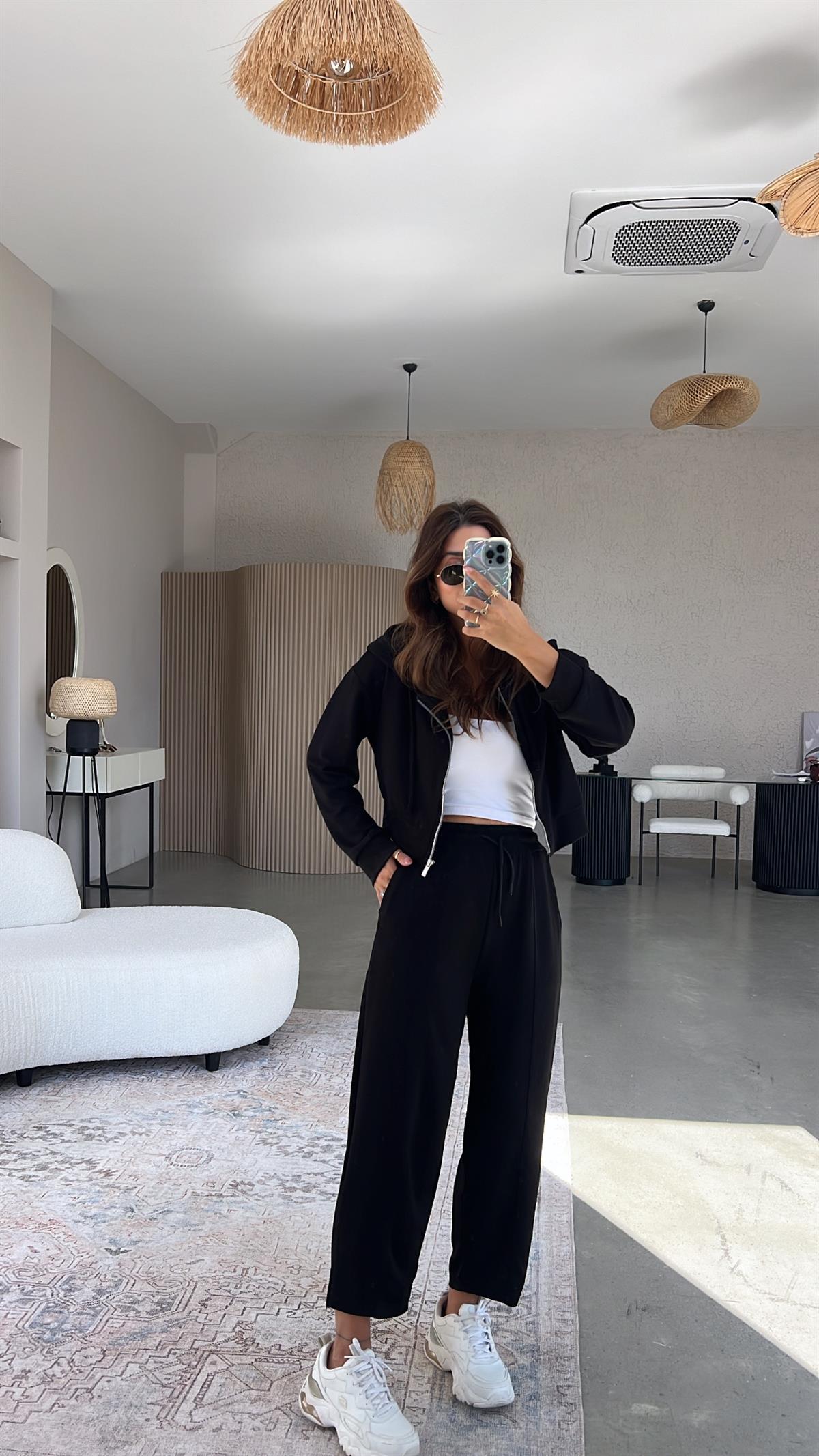 Siyah Çımalı Modal Eşofman