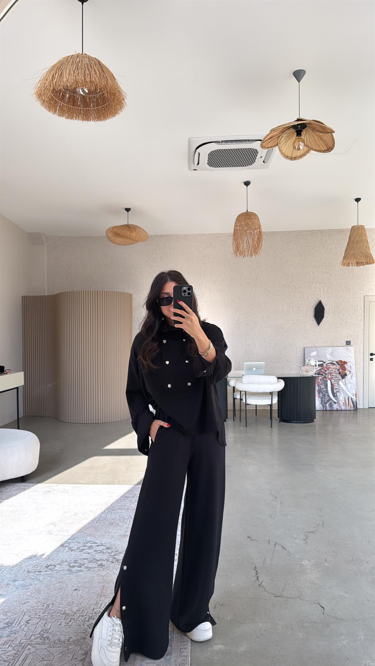 Siyah Çıtçıt Detaylı Modal Takım