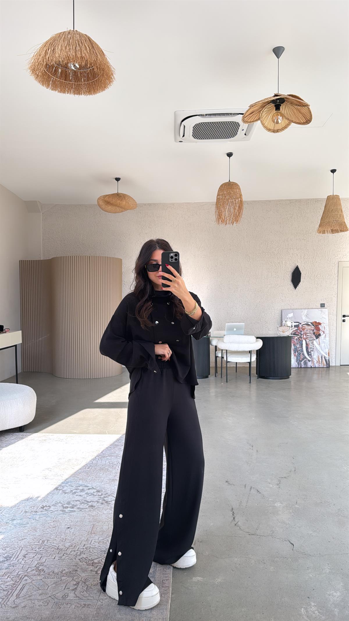 Siyah Çıtçıt Detaylı Modal Takım