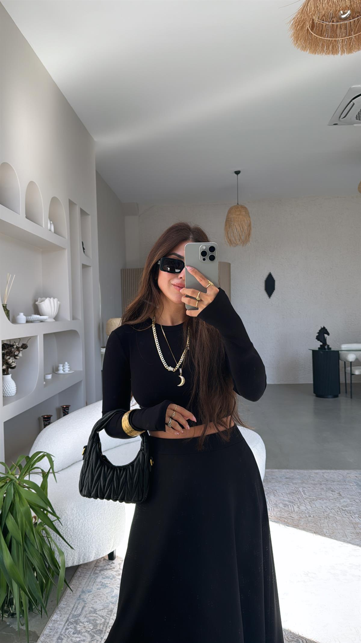 Siyah Crop Parmak Geçme İthal Body