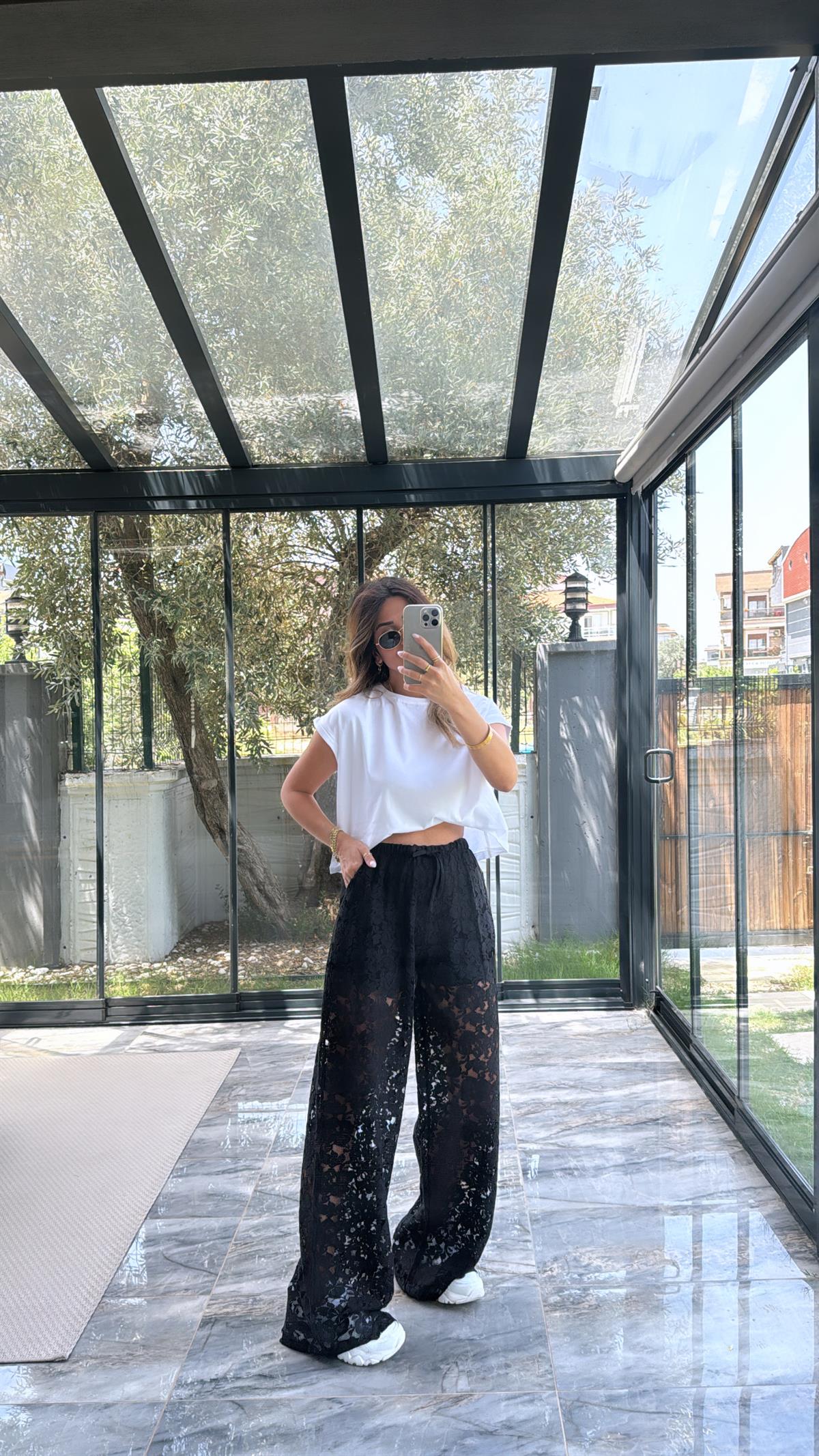 Siyah Dantel Pantolon