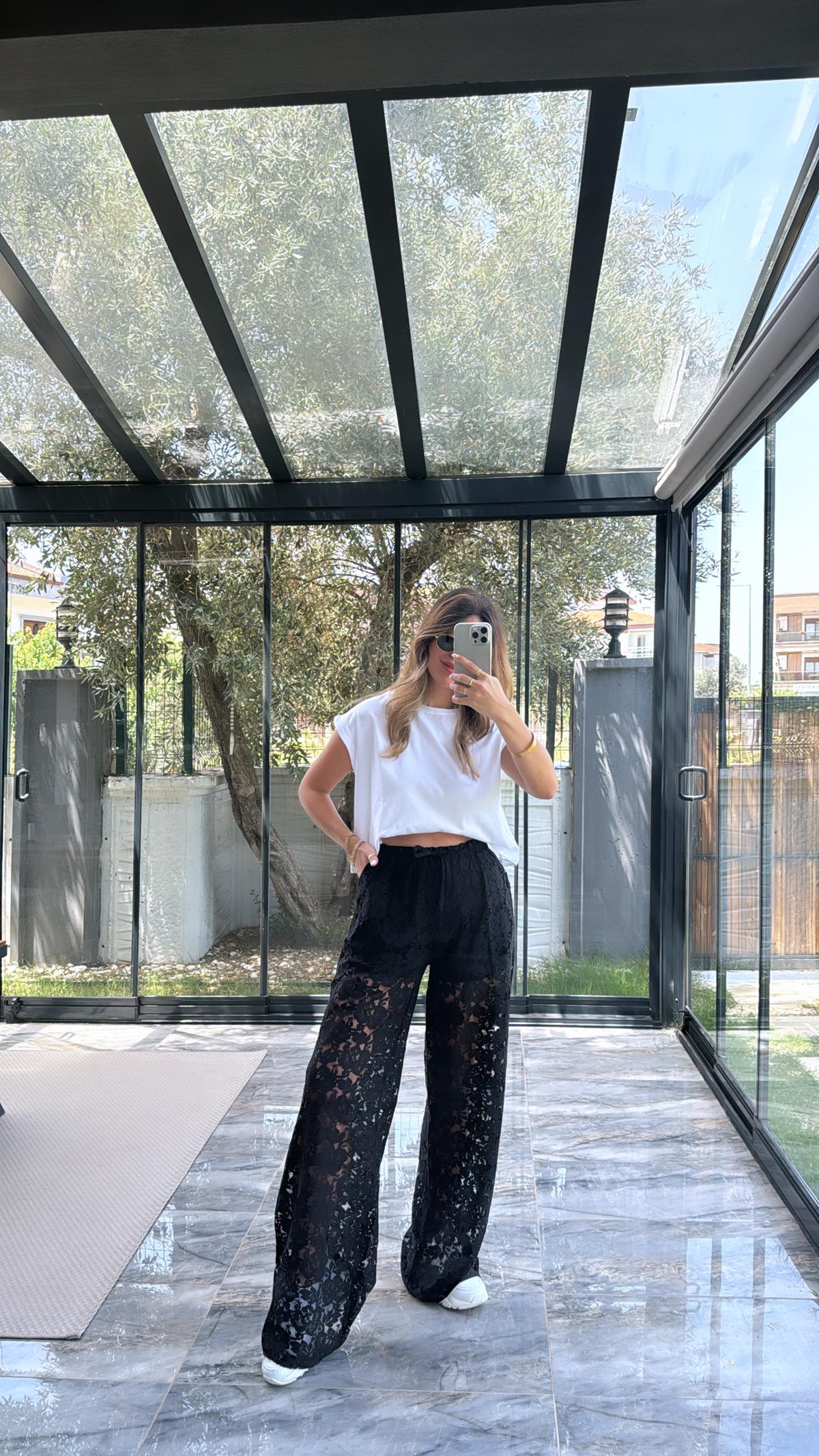 Siyah Dantel Pantolon